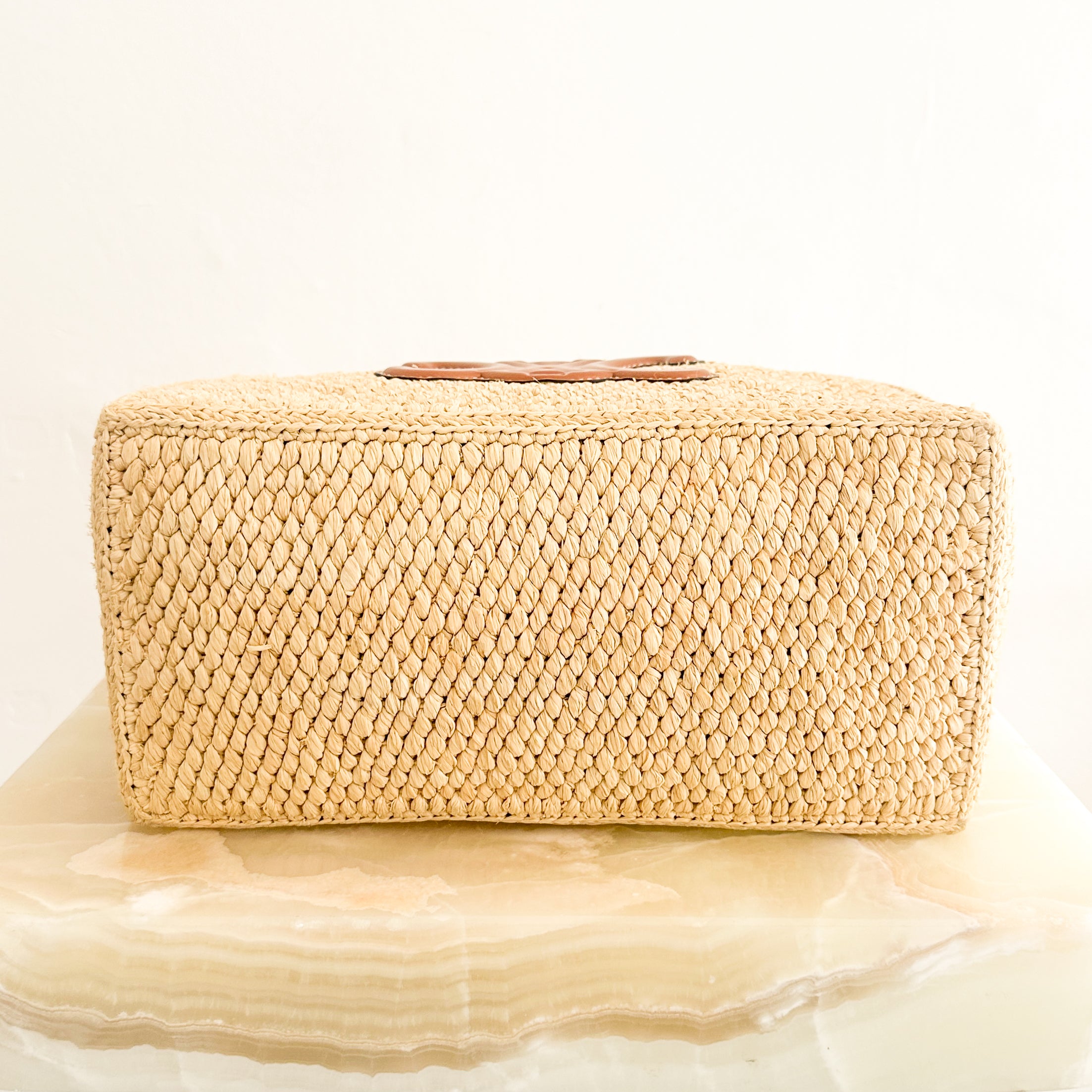 CELINE Small Cabas Thaïs in Raffia & Calfskin in Tan (RRP £1500) | Authentic Preloved