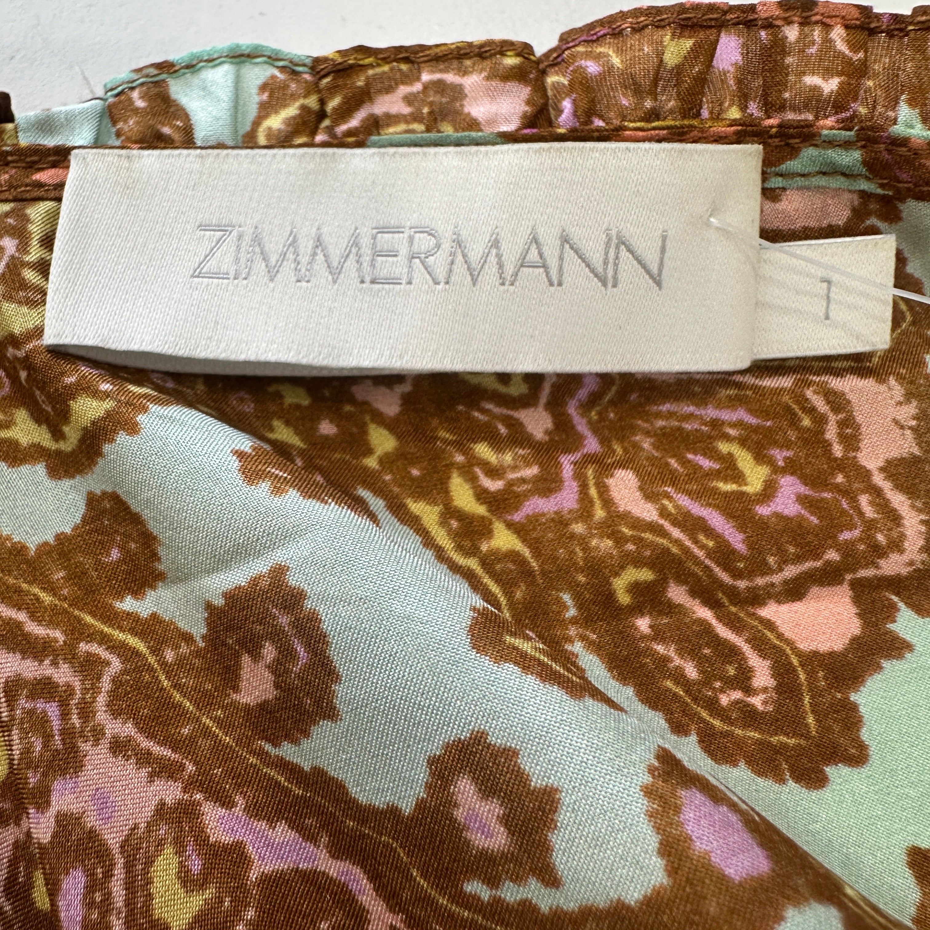 Zimmermann Brown Paisley Silk Tie Shoulder Mini Dress (RRP £795) | Authentic Preloved