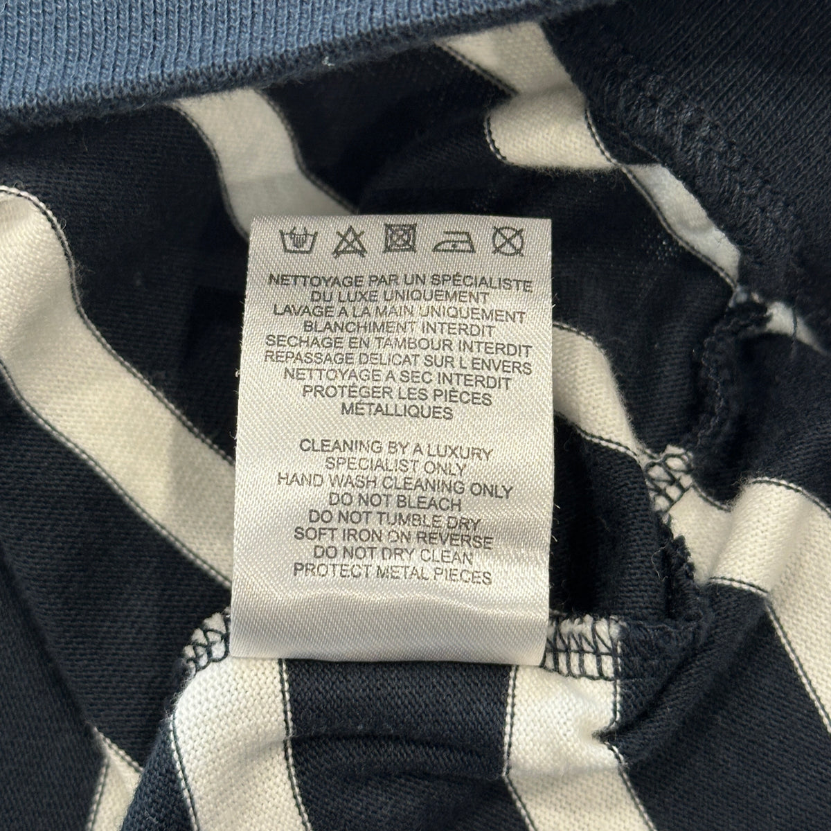 Balmain Navy & White Breton Striped Logo Long Sleeve T-Shirt (RRP £460 | Authentic Preloved