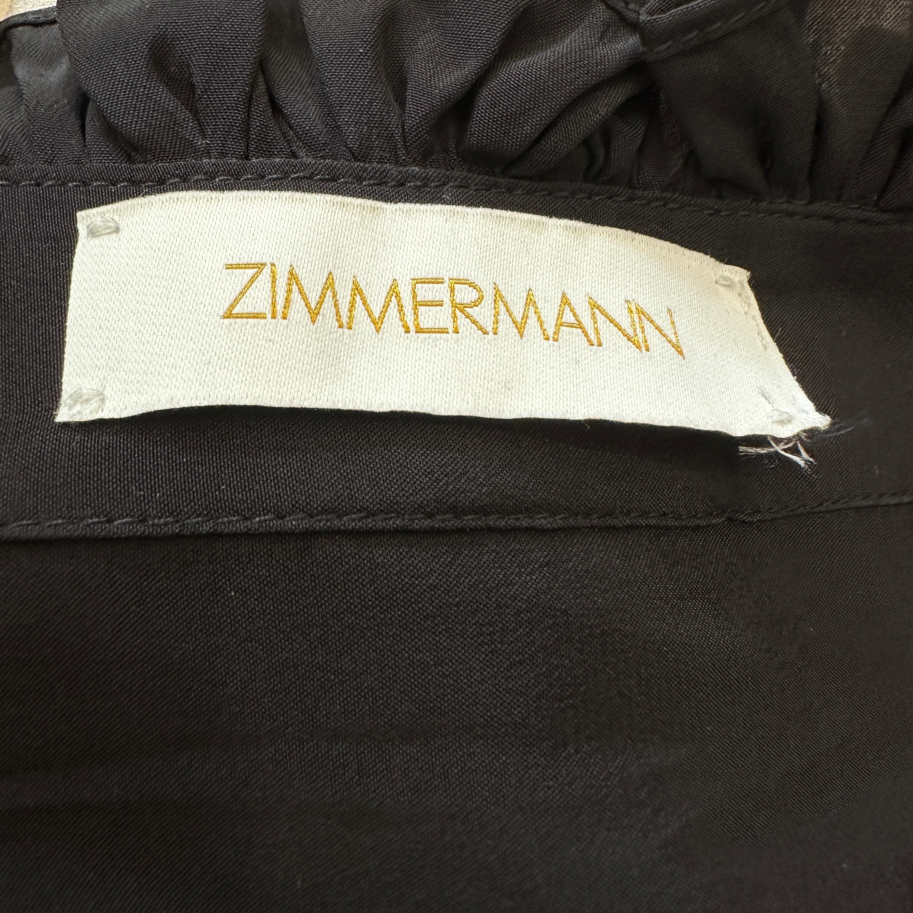 Zimmermann Black Ruffle Silk Blend Blouse (RRP £525) | Authentic Preloved