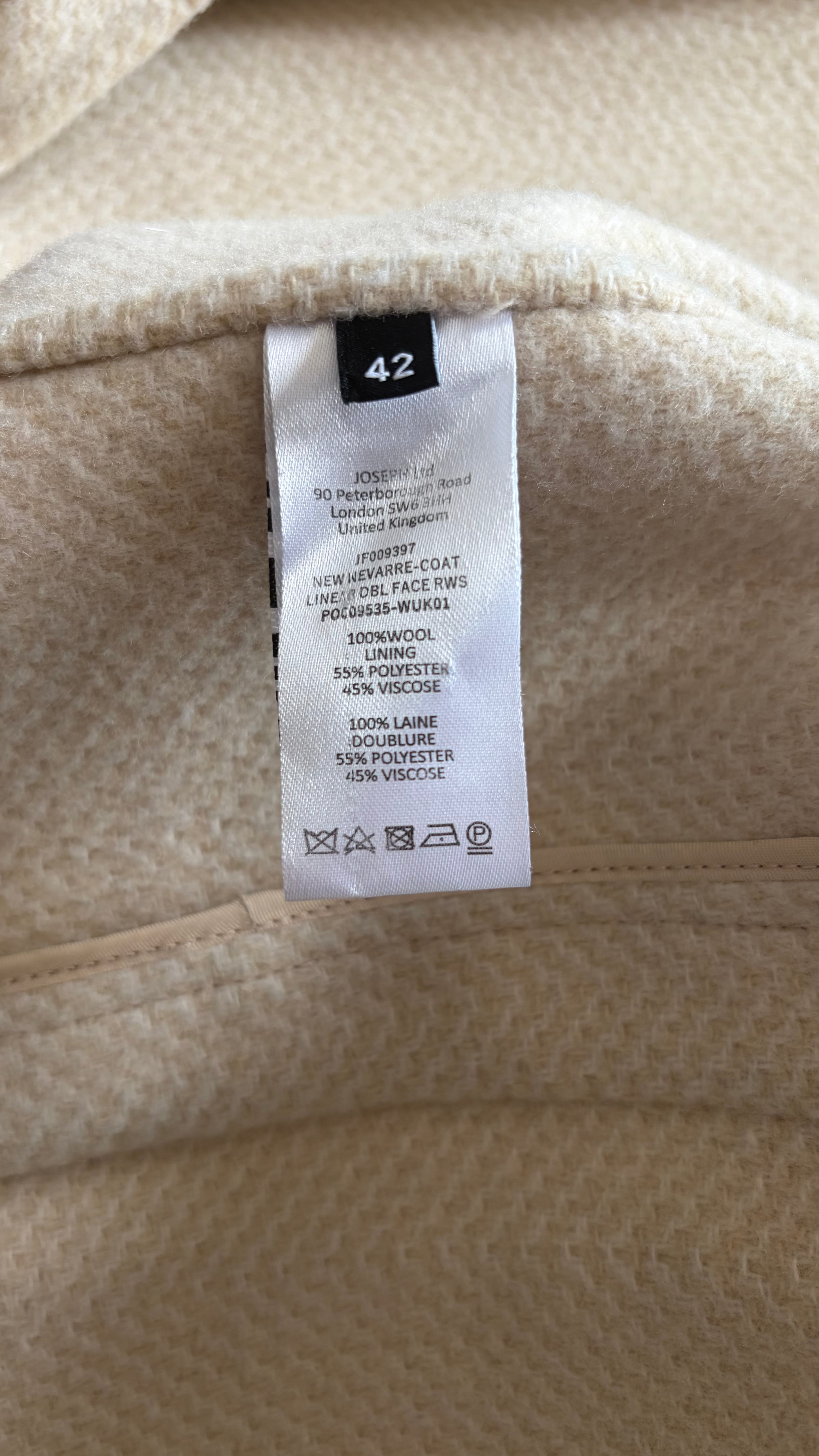 Joseph Nevarre Beige Wool Coat RRP £1200