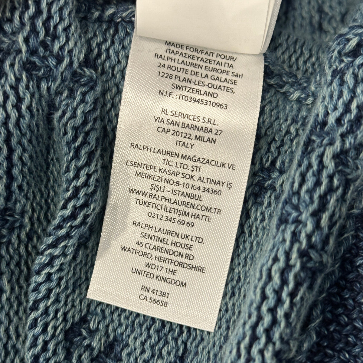 Polo by Ralph Lauren Blue Knitted Cotton Cardigan (RRP £799) | Authentic Preloved