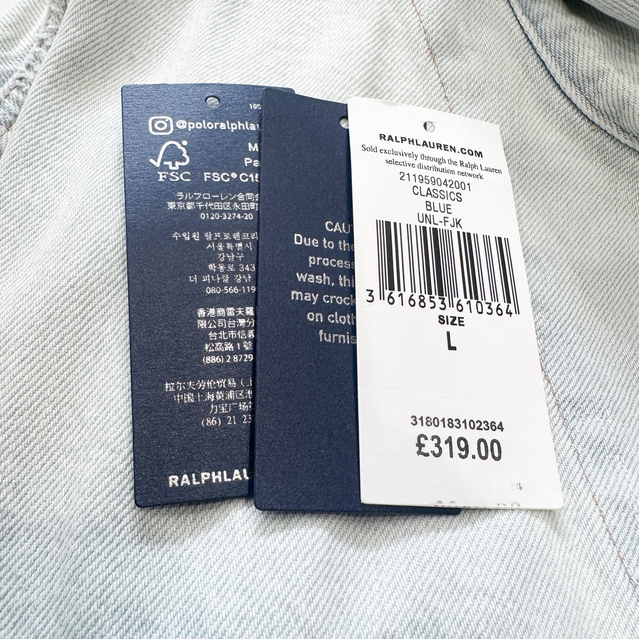 Polo by Ralph Lauren Light Blue Wash Denim Jacket (RRP £319) | Authentic Preloved FINAL SALE - Reloved Again
