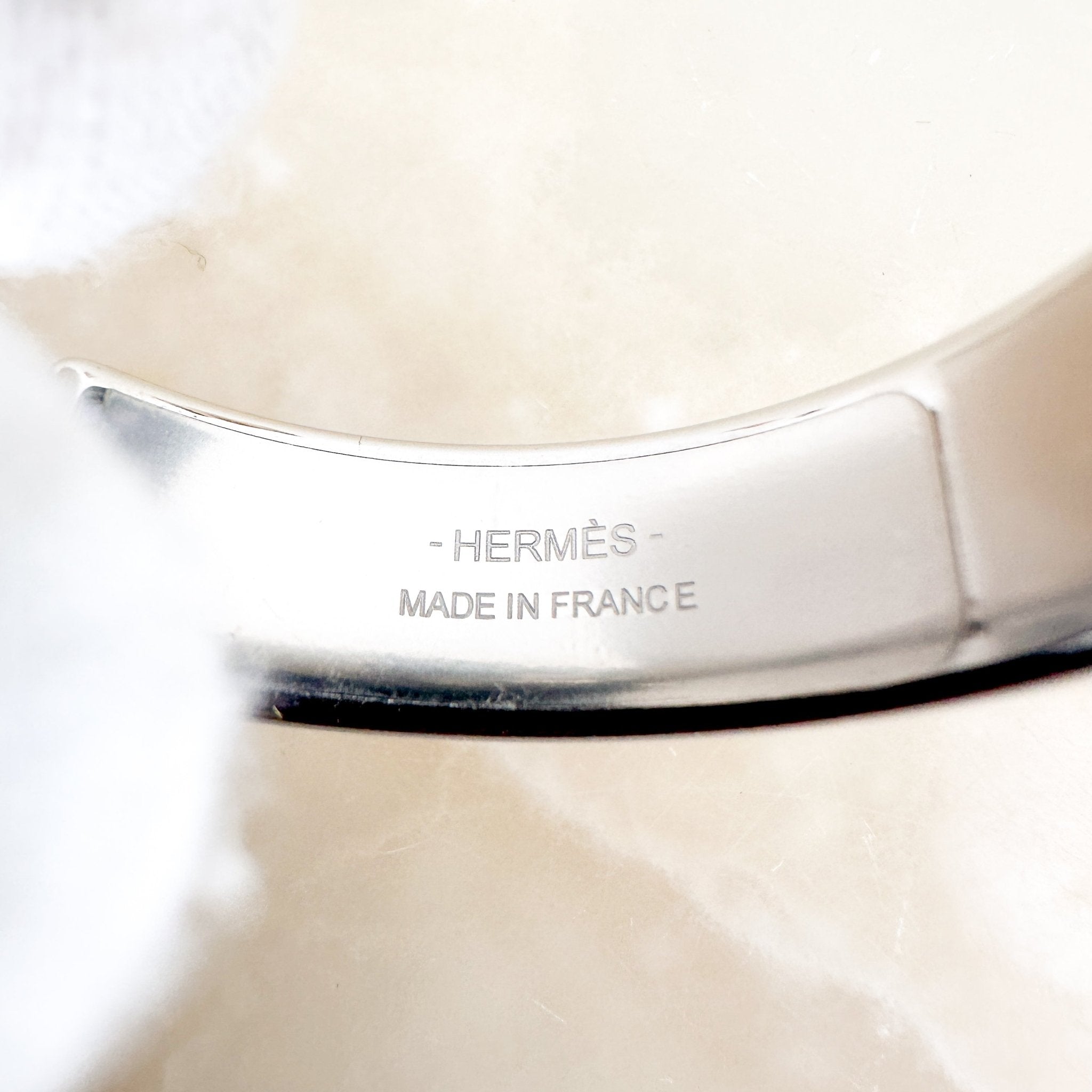 Hermès Olympe Earrings in Palladium-Plated Metal & Doré Metallic Leather (RRP £660) | Authentic Preloved FINAL SALE - Reloved Again