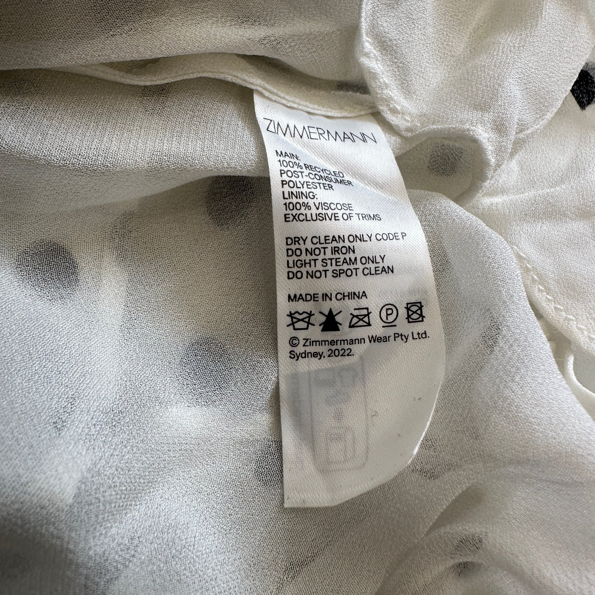 NEW Zimmermann Sunray Picnic Dress in Cream/Black Dot (RRP £700) | Authentic Preloved - Reloved Again