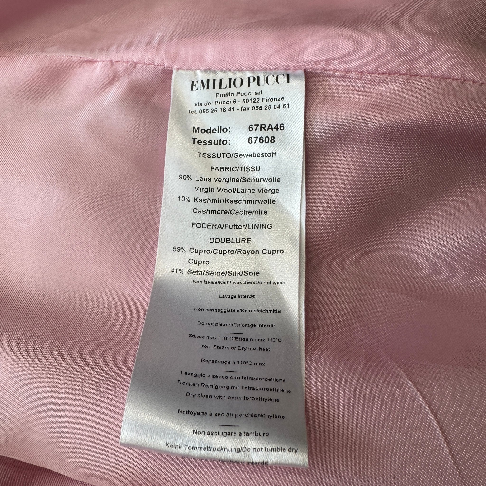 Emilio Pucci Pink Virgin Wool & Cashmere Long Coat (RRP £1000) | Authentic Preloved - Reloved Again