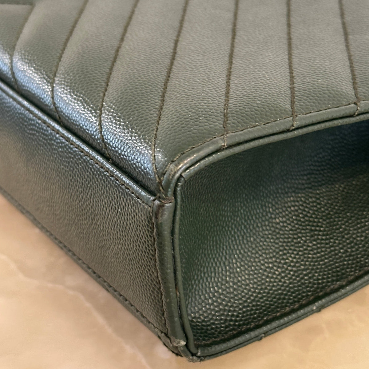 YSL Medium Green Chevron Quilted Leather Envelope Bag (RRP £2235) | Authentic Preloved - Reloved Again