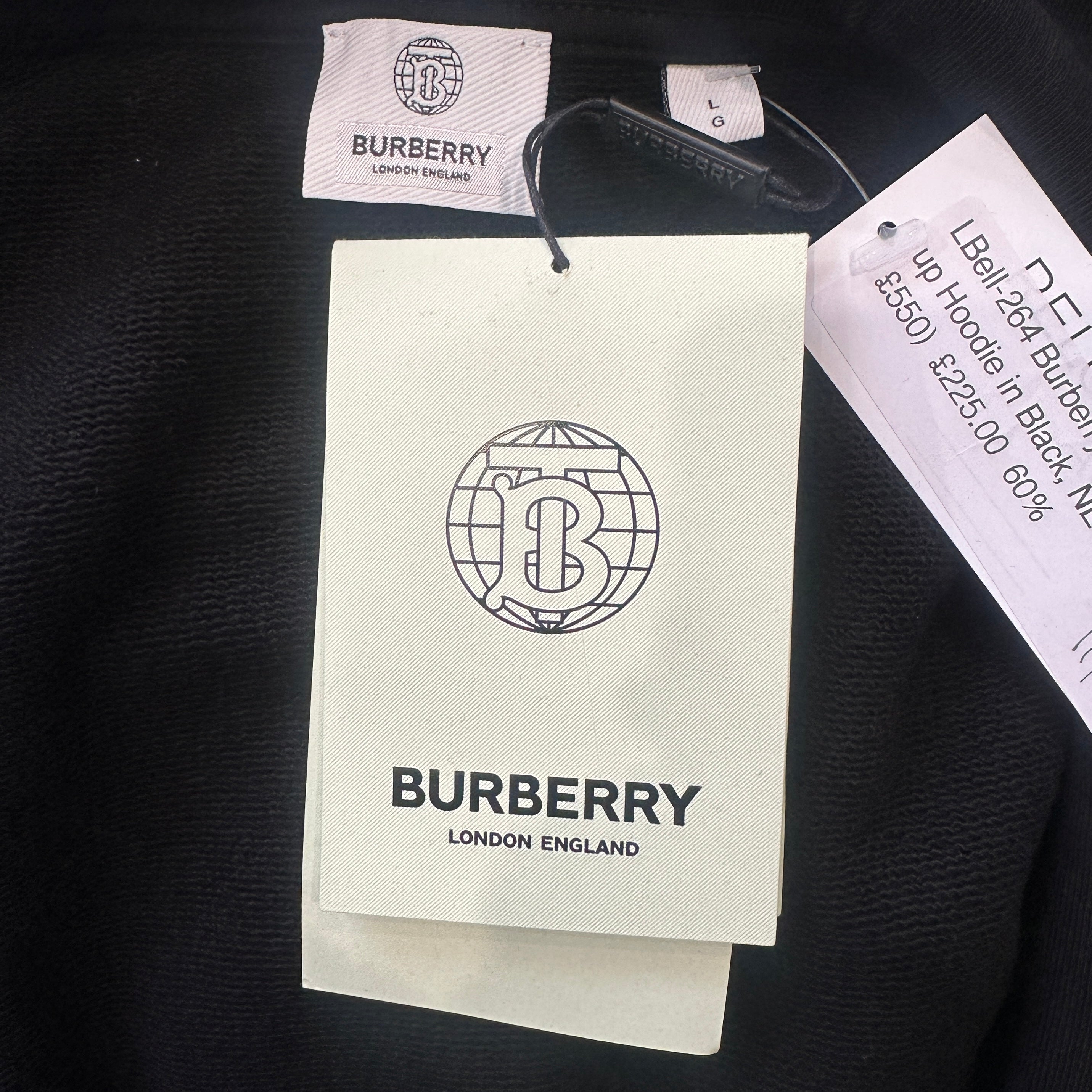 NEW Burberry Black Icon Stripe Zip Up Hoodie (RRP £550) | Authentic Preloved