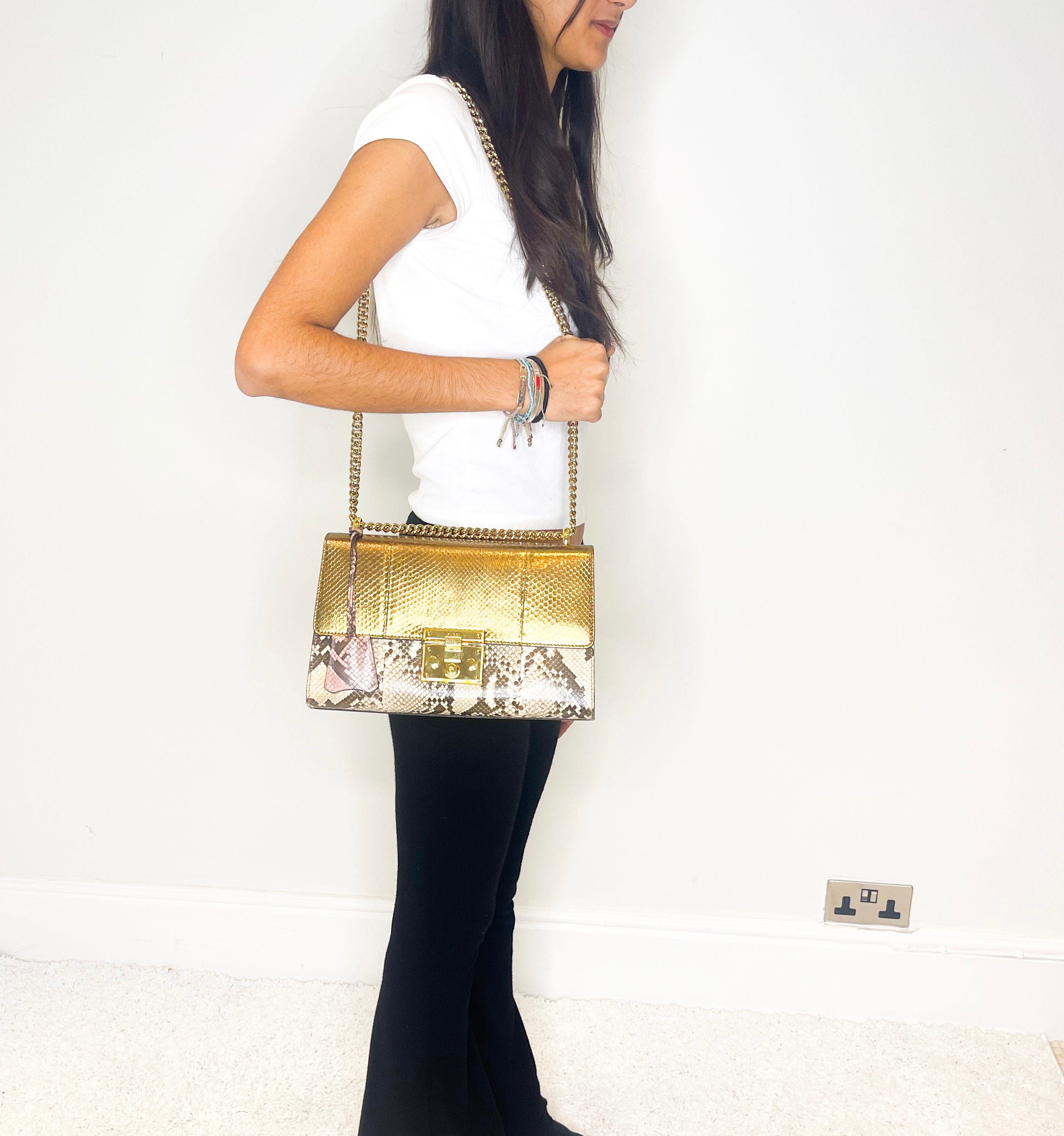 Python gold padlock handbag RRP £1.5k