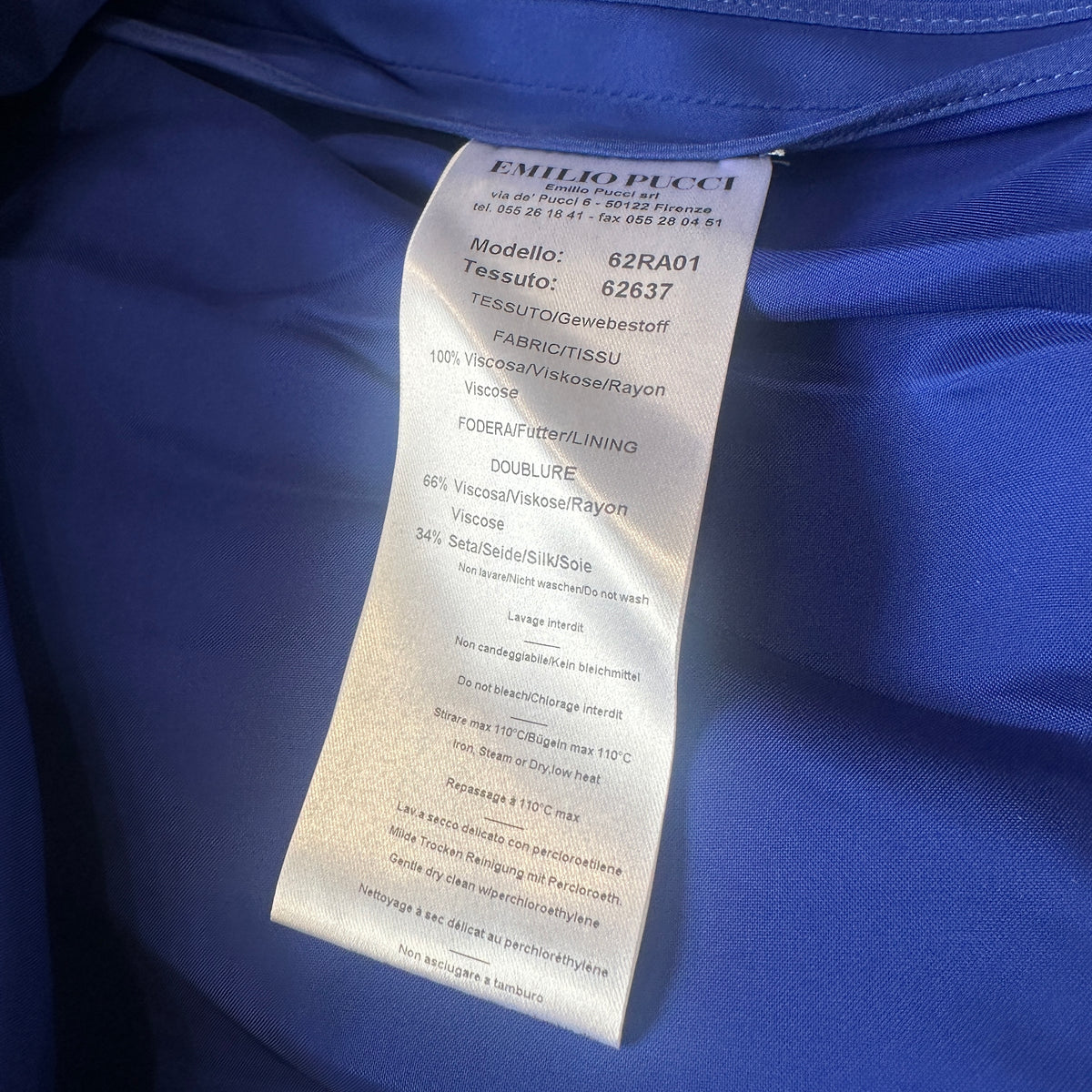 Emilio Pucci Cobalt Blue Fluid Satin Trench Coat (RRP £2000) | Authentic Preloved