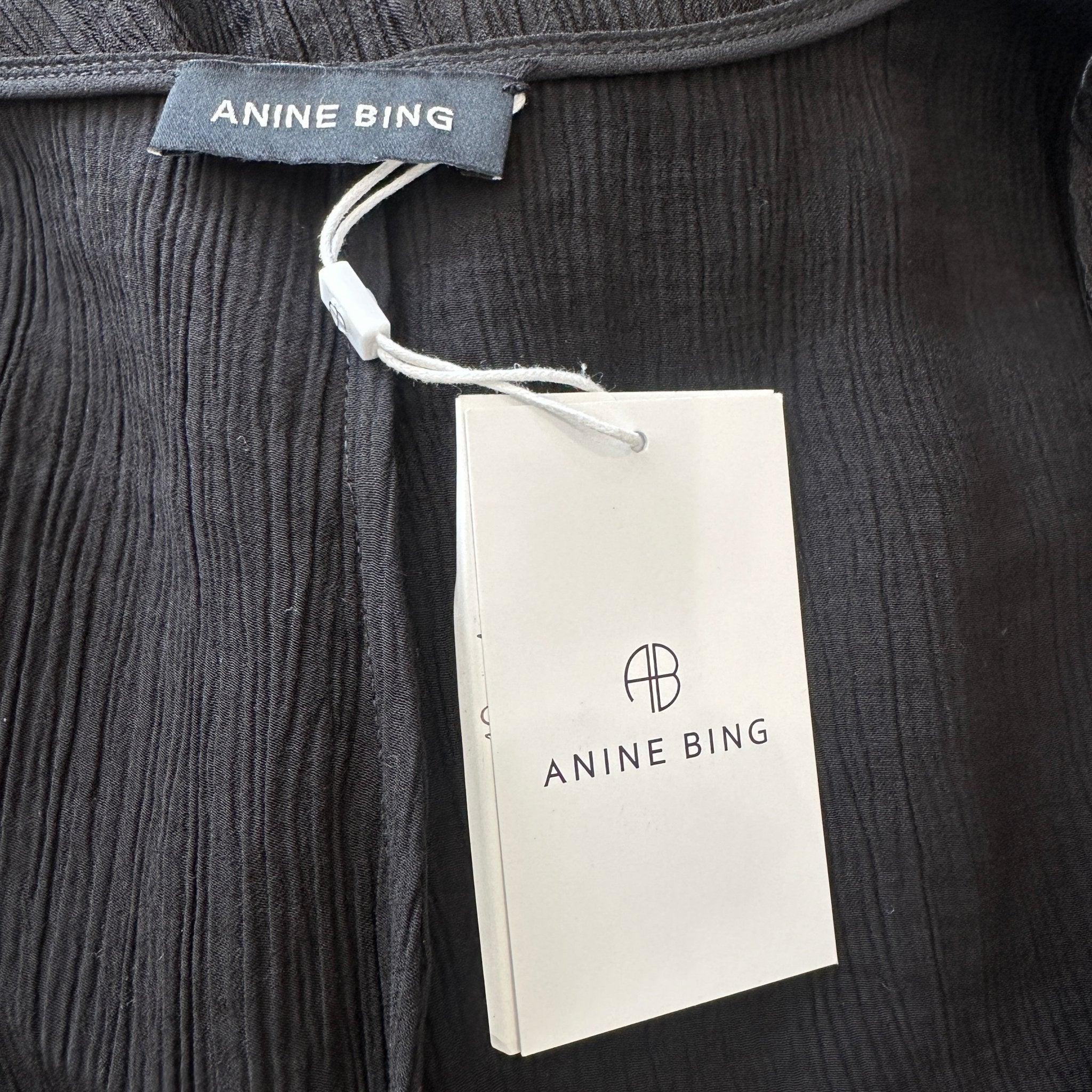 NEW Anine Bing Black Constance Crinkle Dress (RRP £395) | Authentic Preloved
