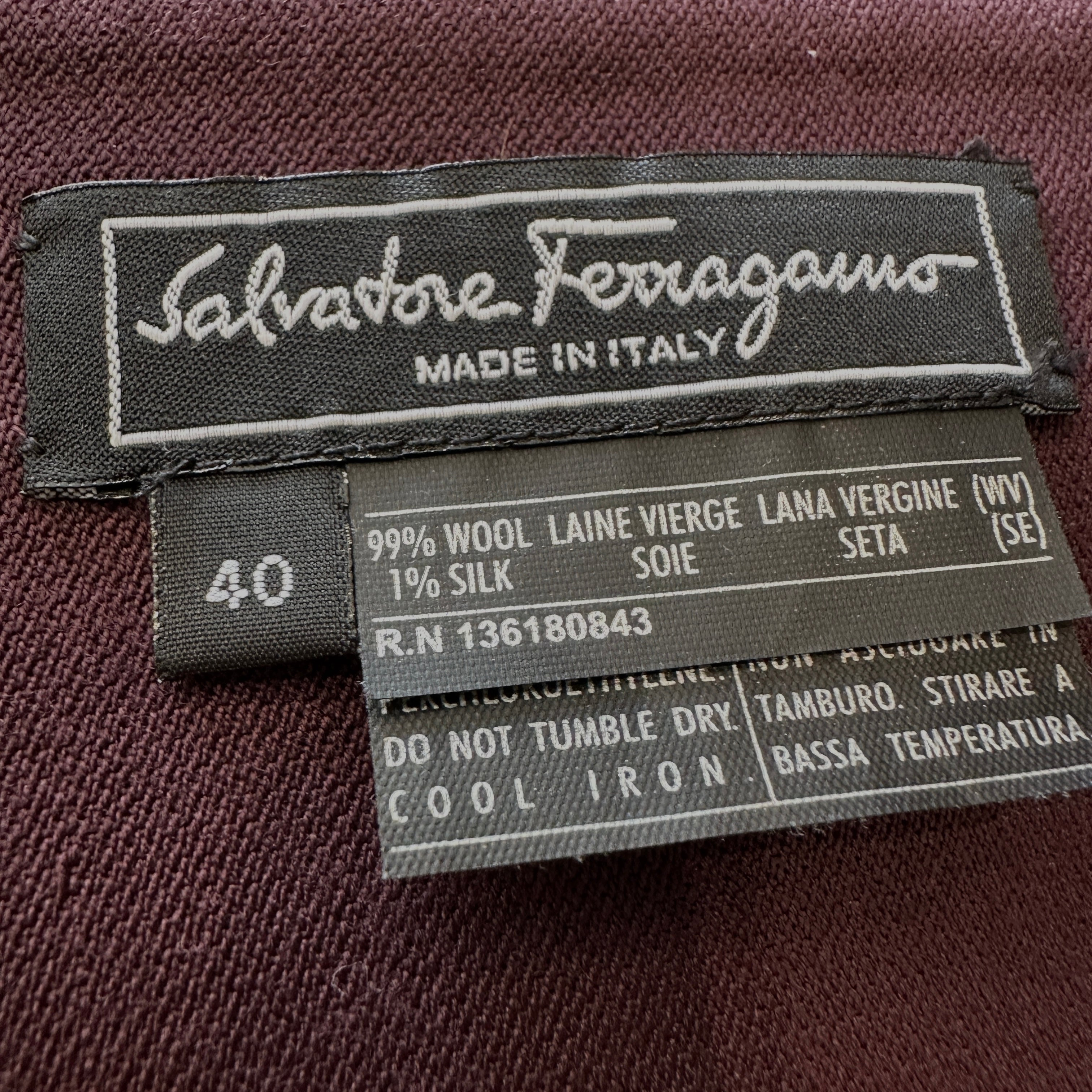 Salvatore Ferragamo Burgundy Wool & Silk Skirt Suit (RRP £2500) | Authentic Preloved
