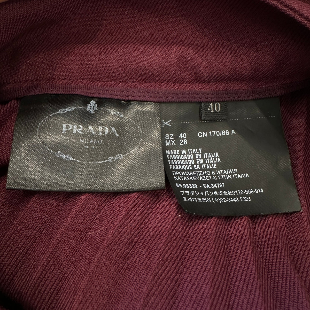Prada Burgundy Pleated Midi Skirt (RRP £1300) | Authentic Preloved - Reloved Again