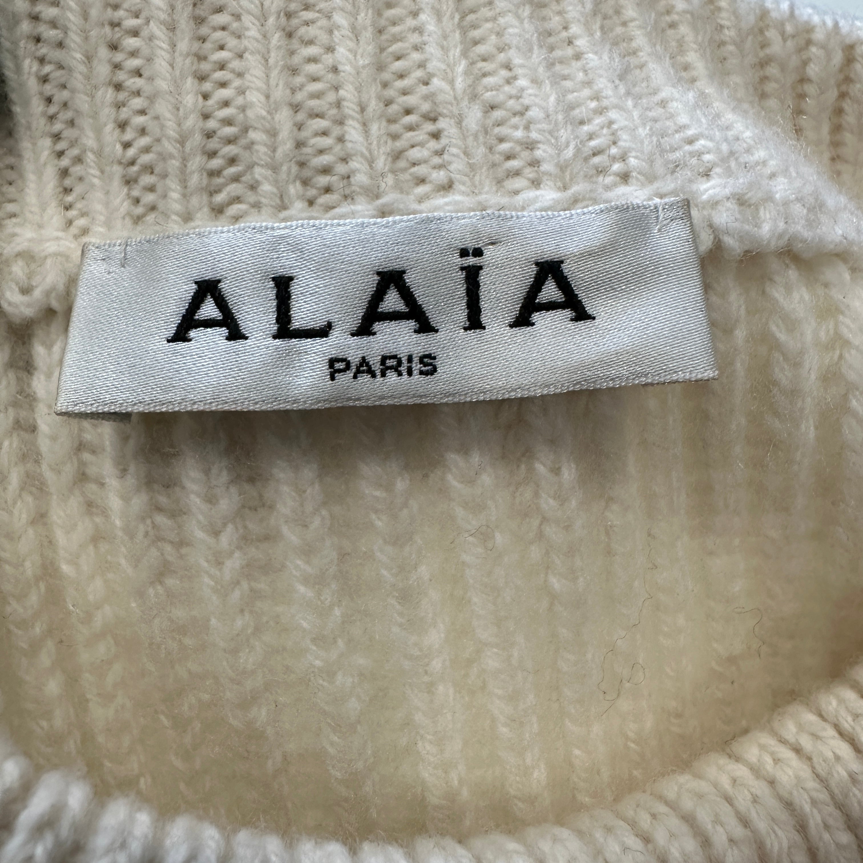 Alaïa Ribbed Wool & Cashmere Sweater in Blanc Cassé (RRP £960) | Authentic Preloved