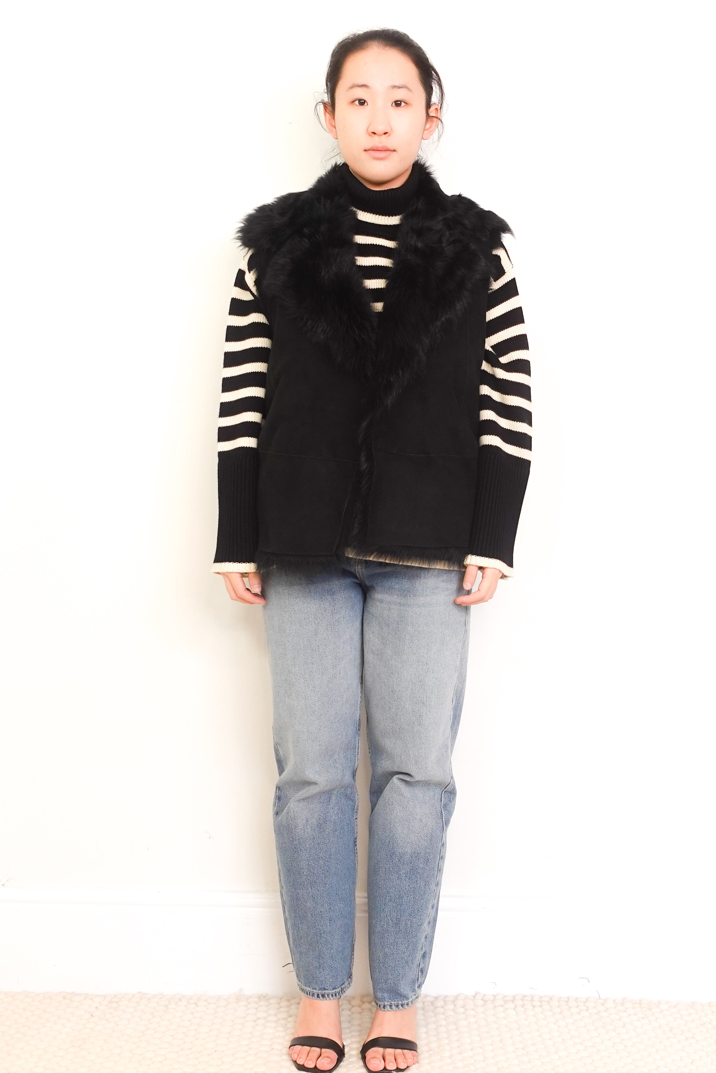 IRO-Black-Zatlee-Sheepskin-Gilet-front-picture-Chelsea-London