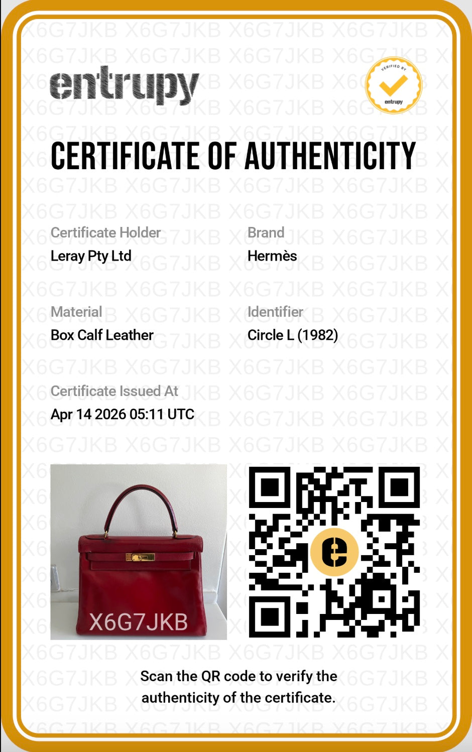 Hermes Kelly 28 Box Leather Rouge 1982 (RRP £13,000 ) | Authentic Preloved