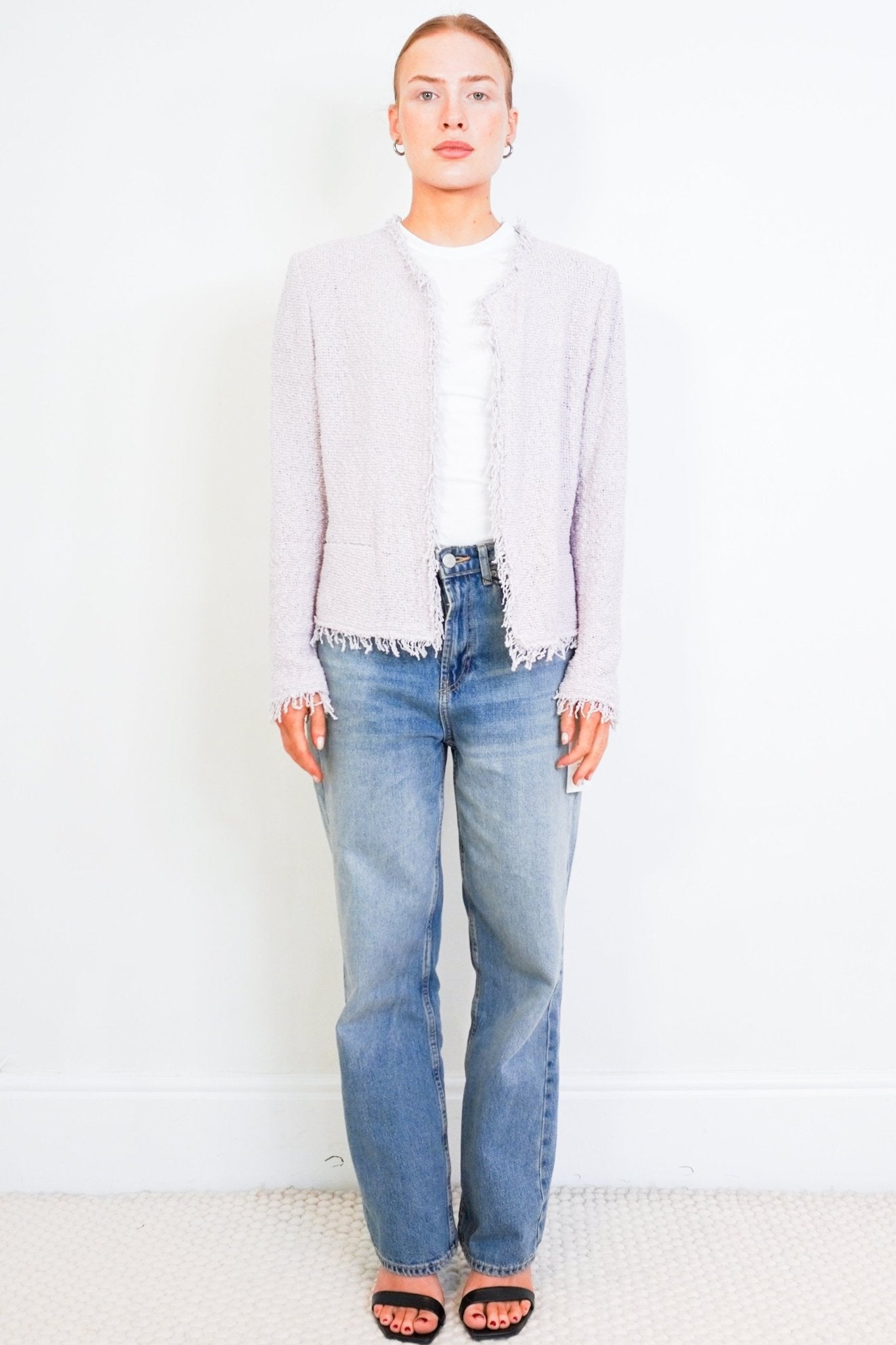 Iro Boucle Blazer in Dusty Pink RRP £465 | Authentic Preloved - Reloved Again