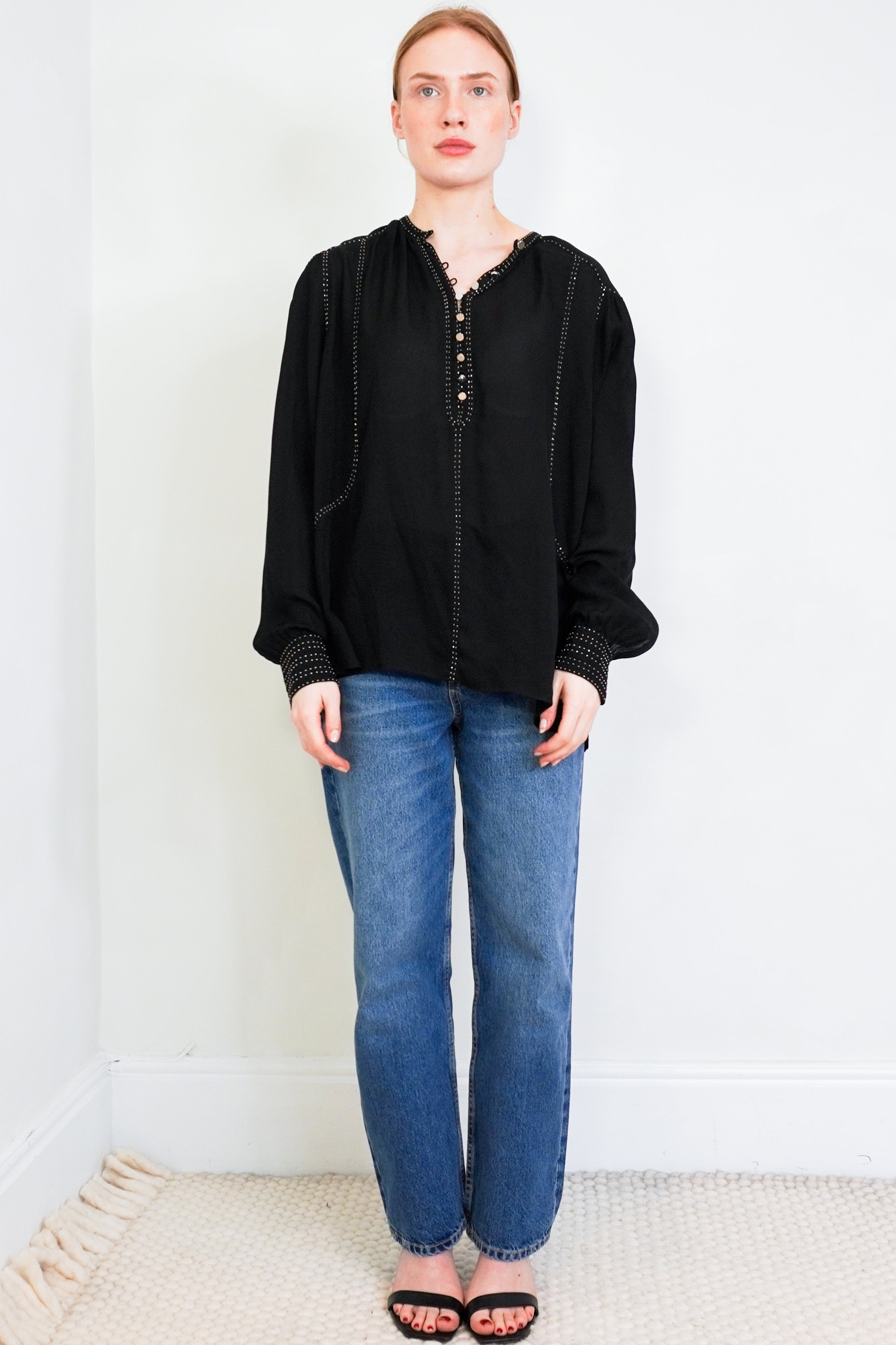 Isabel-Marant-Black-Beaded-Top-front-picture-Chelsea-London
