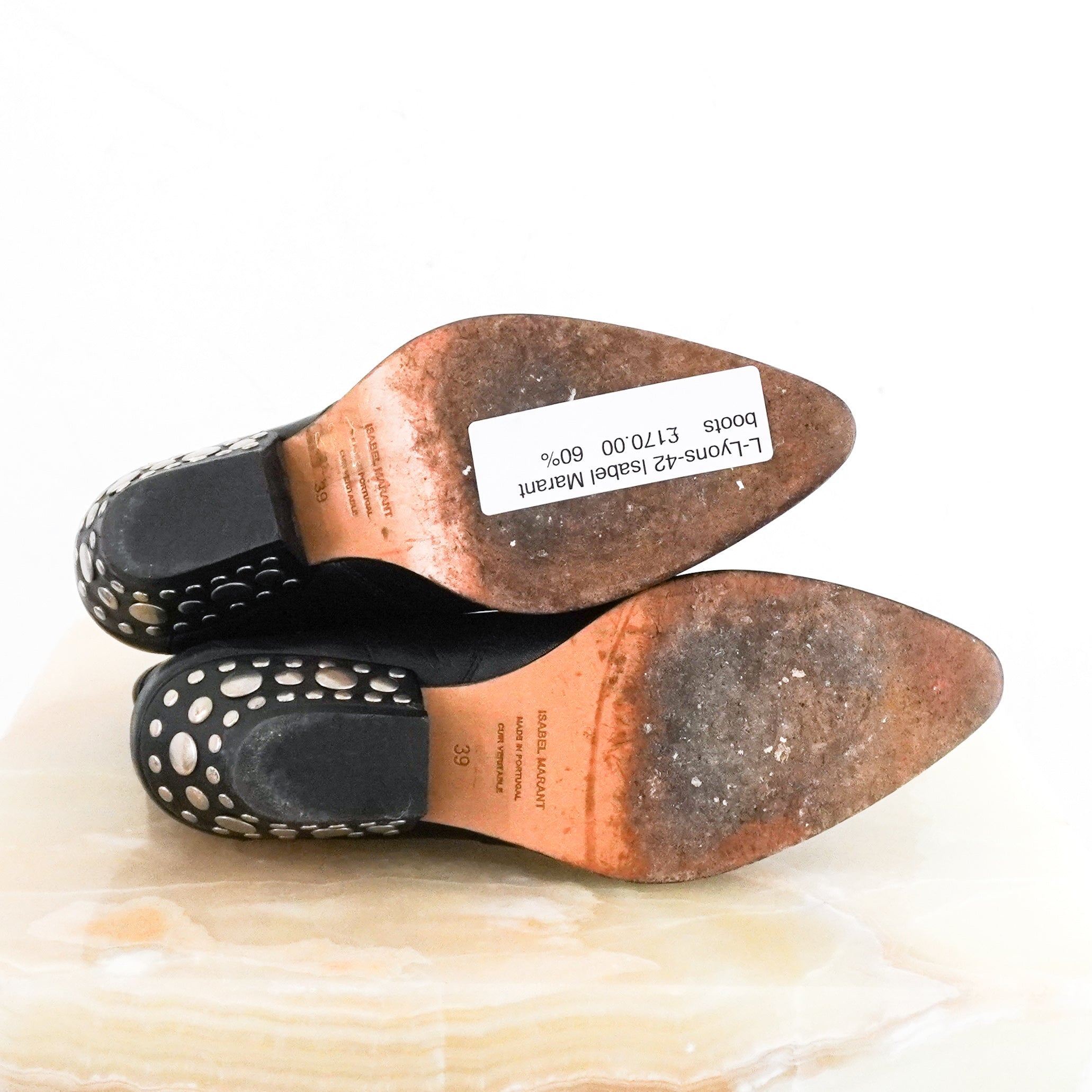 Isabel-Marant-Black-Leather-Ankle-Boots-bottom-picture-Chelsea-London