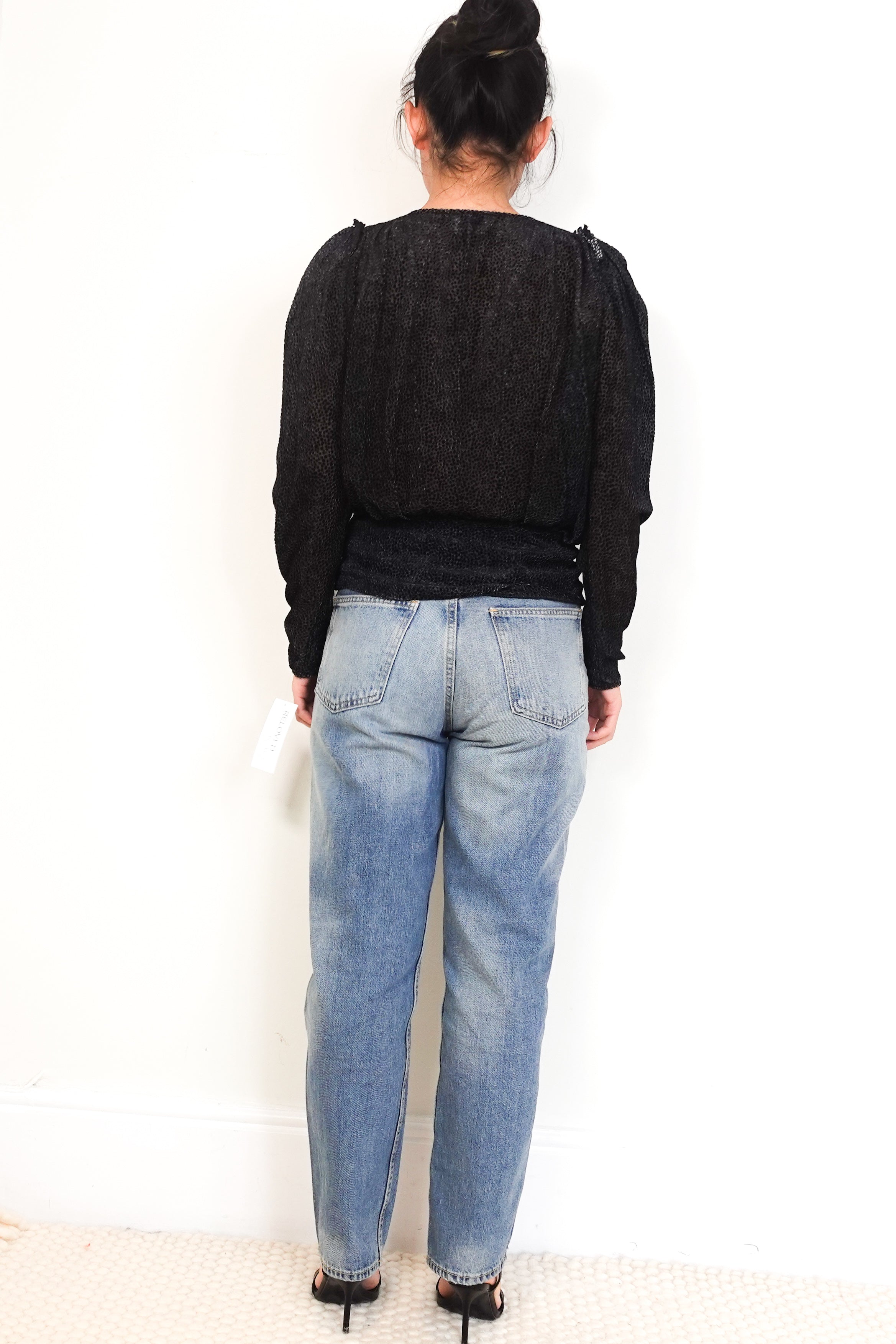 Isabel-Marant-Black-Velvet-Reptilian-Sheer-Blouse-back-picture-Chelsea-London