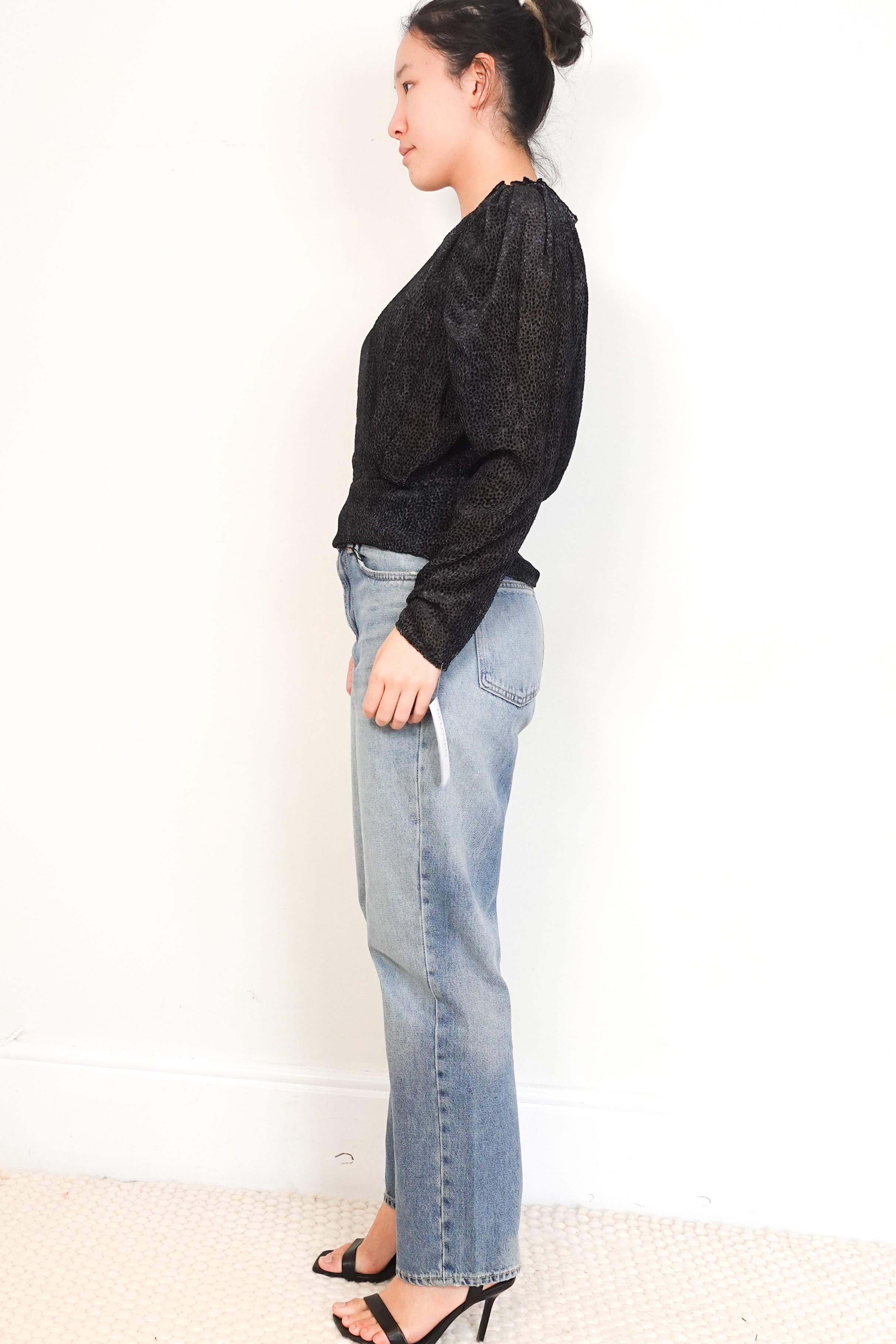 Isabel-Marant-Black-Velvet-Reptilian-Sheer-Blouse-side-picture-Chelsea-London