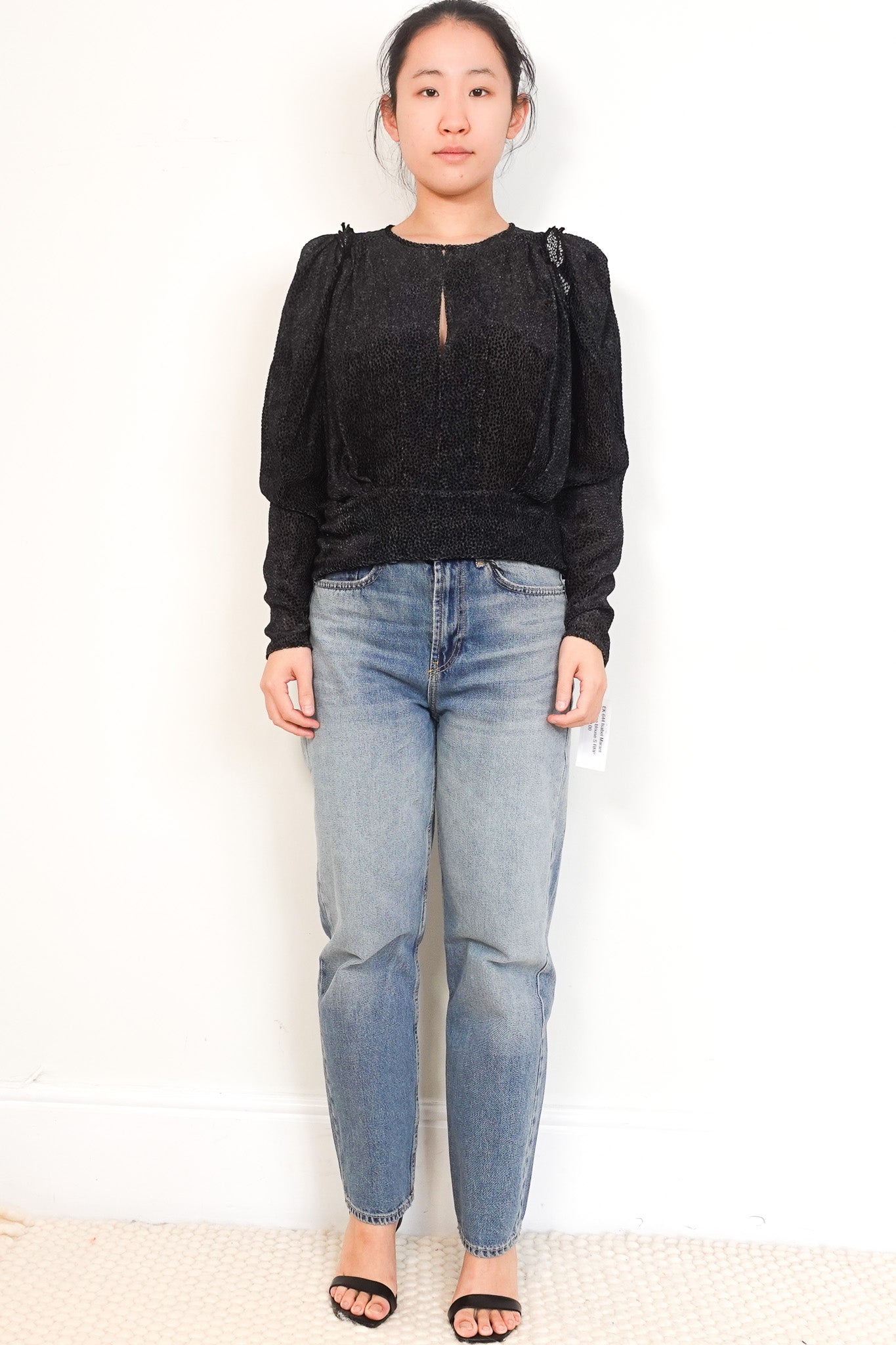 Isabel-Marant-Black-Velvet-Reptilian-Sheer-Blouse-side-picture-chelsea-london