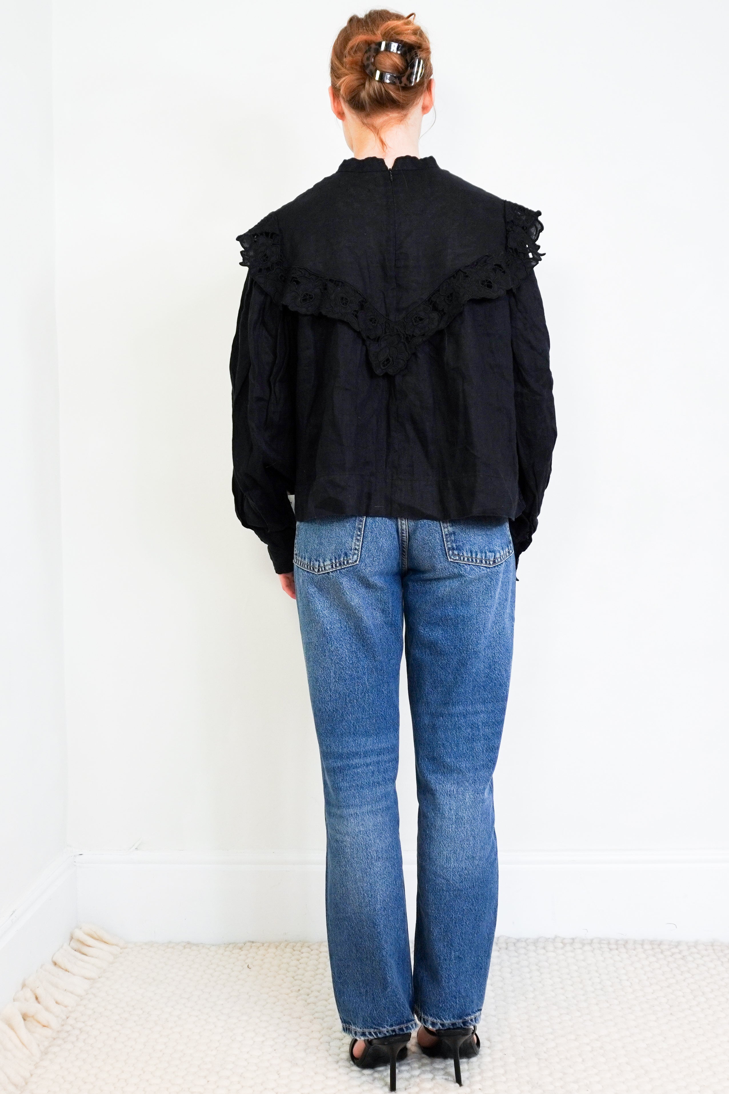 Isabel-Marant-Etoile-Black-Embroidered-Top-back-picture-Chelsea-London