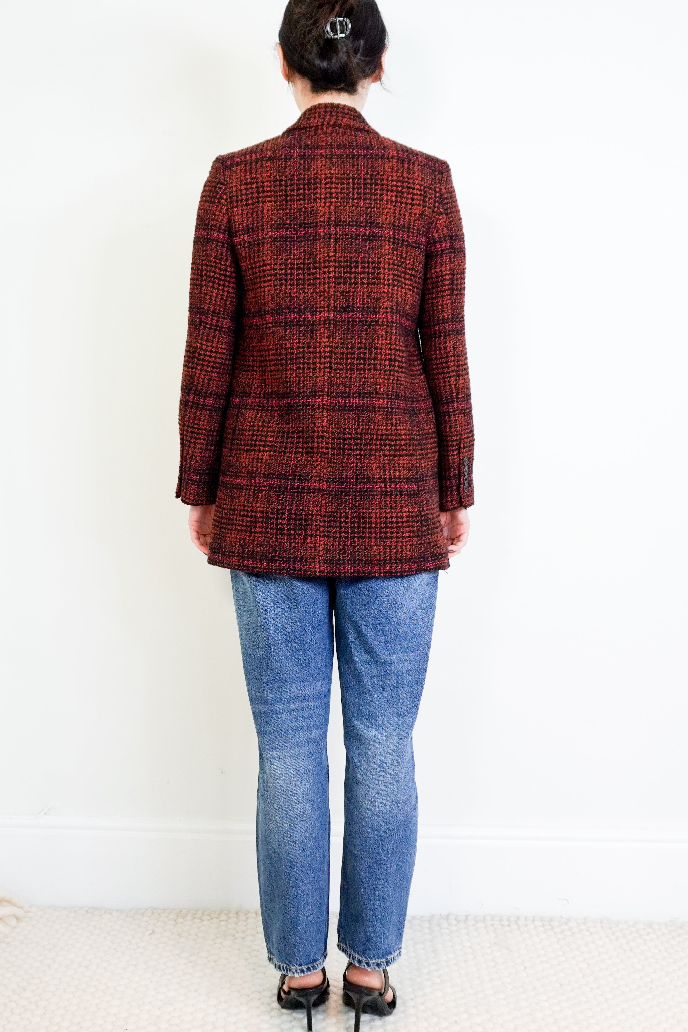 Isabel-Marant-Etoile-Burgundy-Tweed-Blazer-back-picture-Chelsea-Londonl