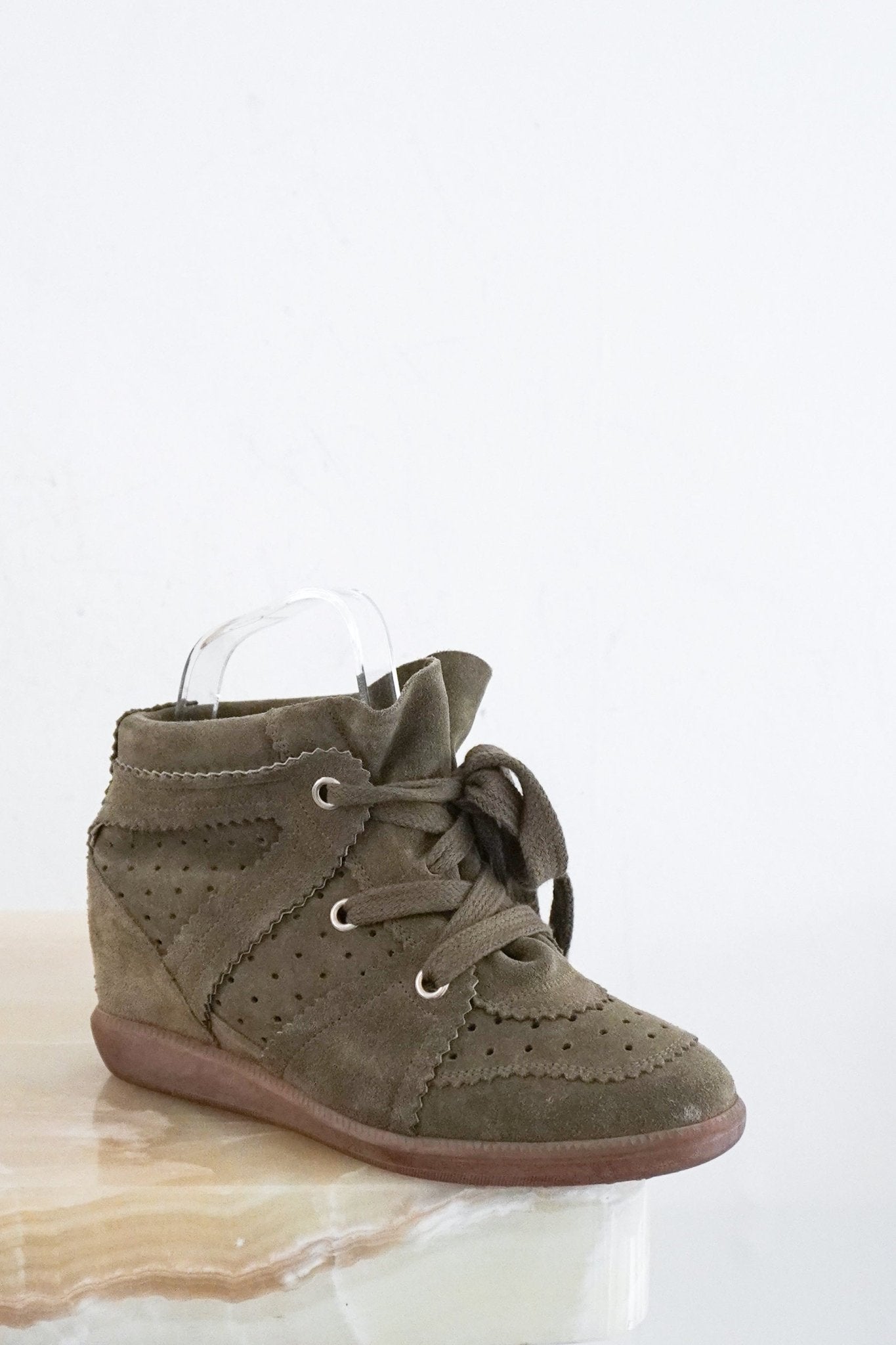 Isabel Marant Khaki Bobby Suede Trainers RRP £495 | Authentic Preloved - Reloved Again