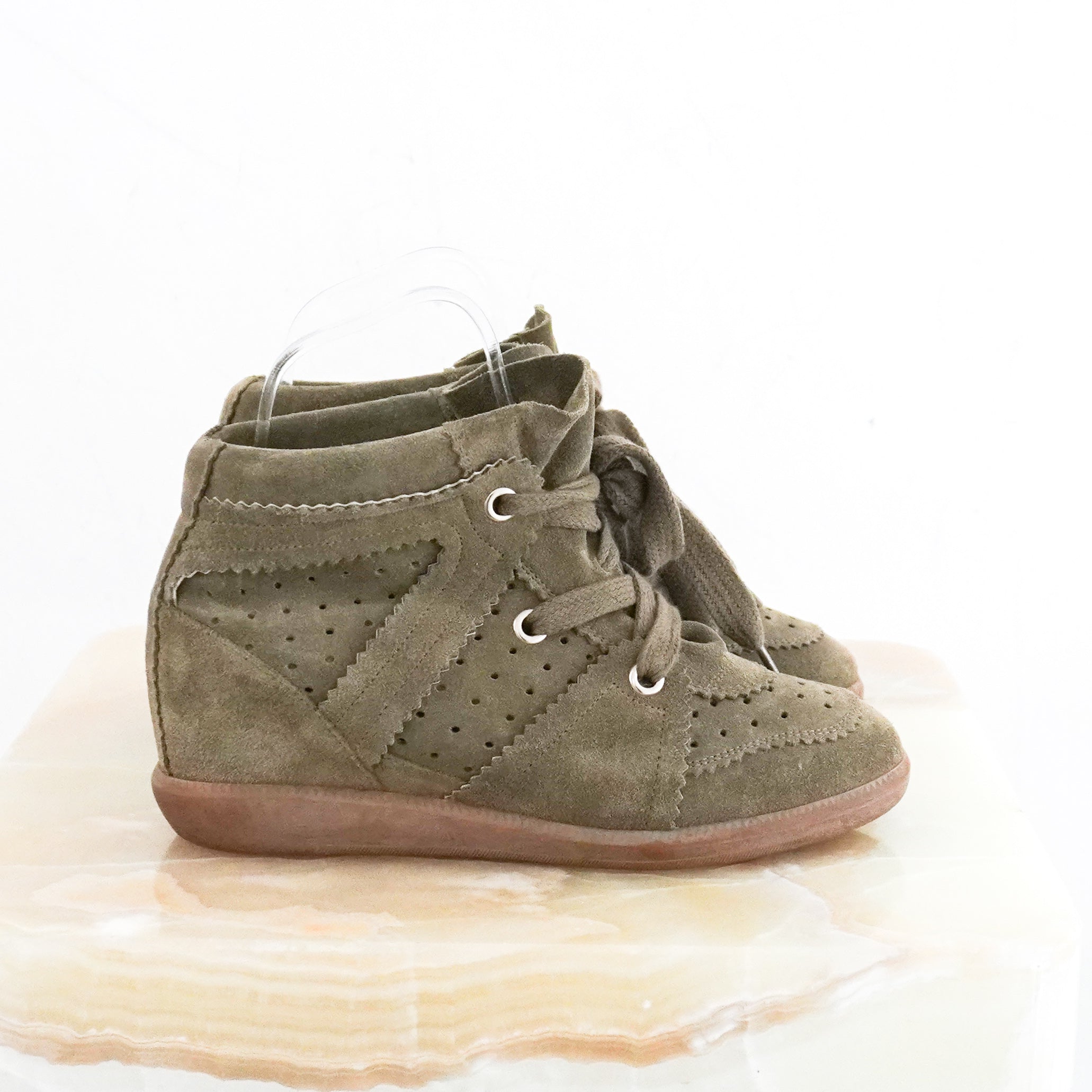 Isabel-Marant-Khaki-Bobby-Suede-Trainers-side-picture-Chelsea-London