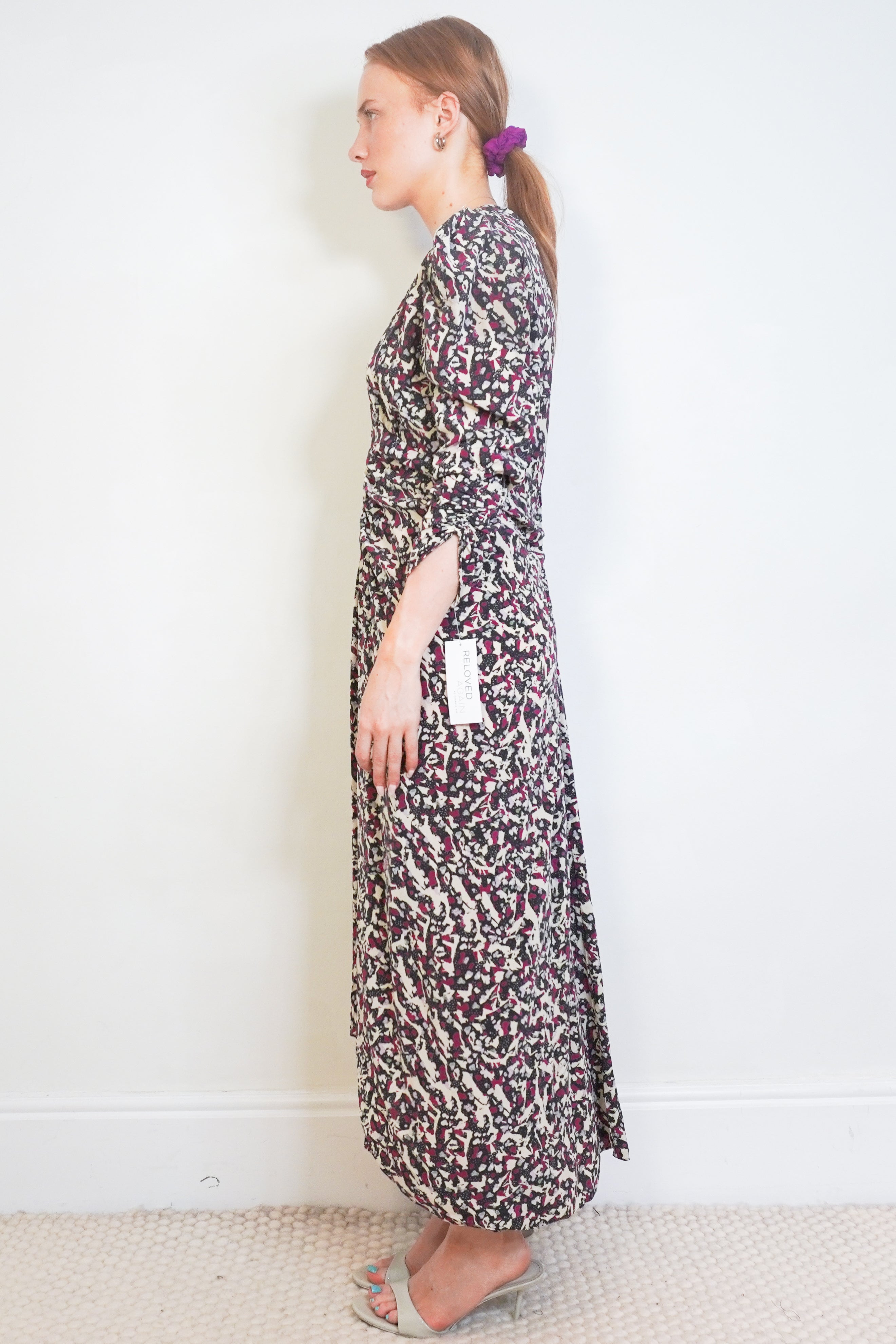 Isabel Marant Albi Printed Silk-Blend Midi Dress side photo chelsea london