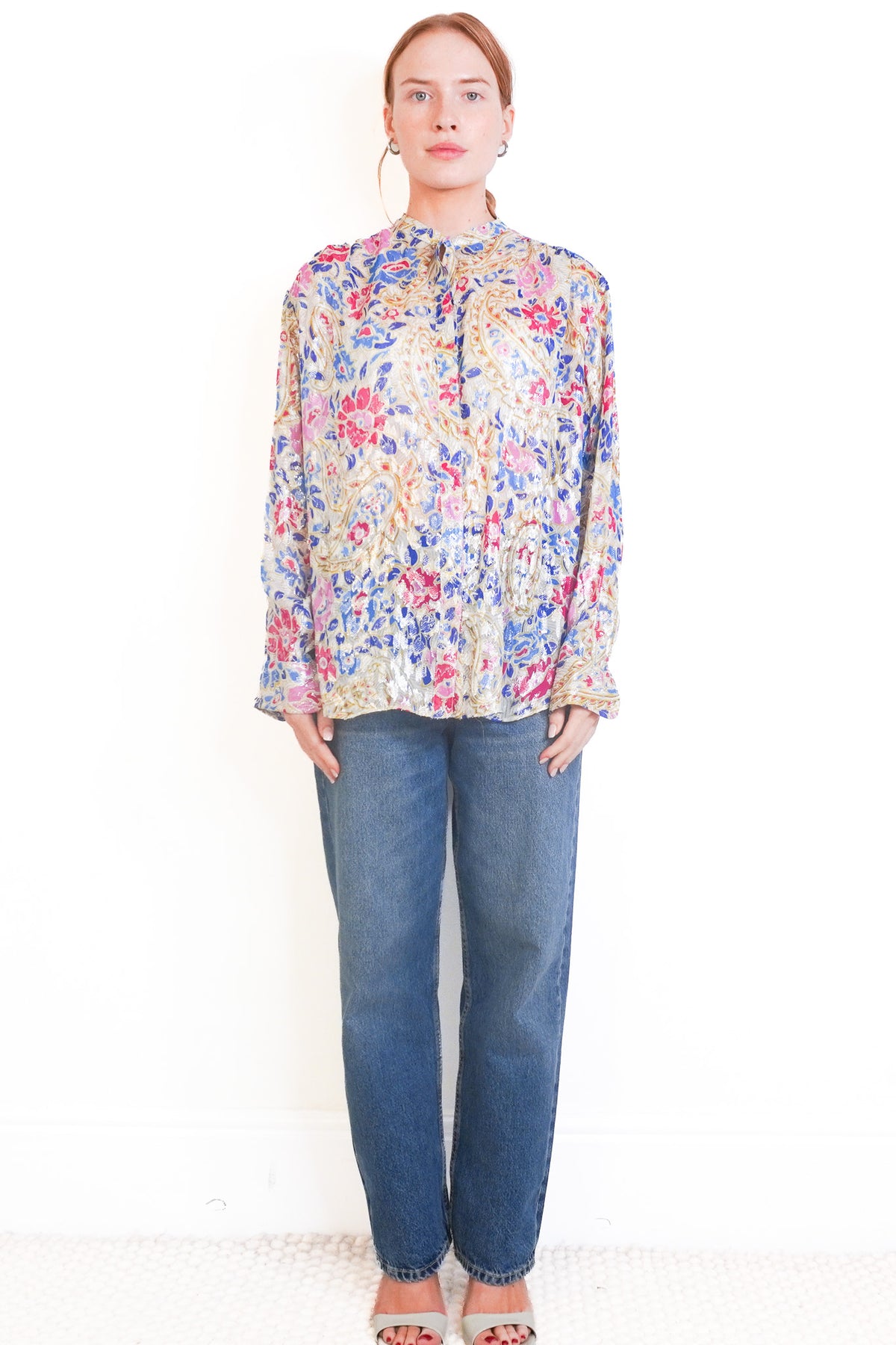 Isabel Marant Daws Metallic Floral Blouse (RRP £540) | Authentic Preloved front