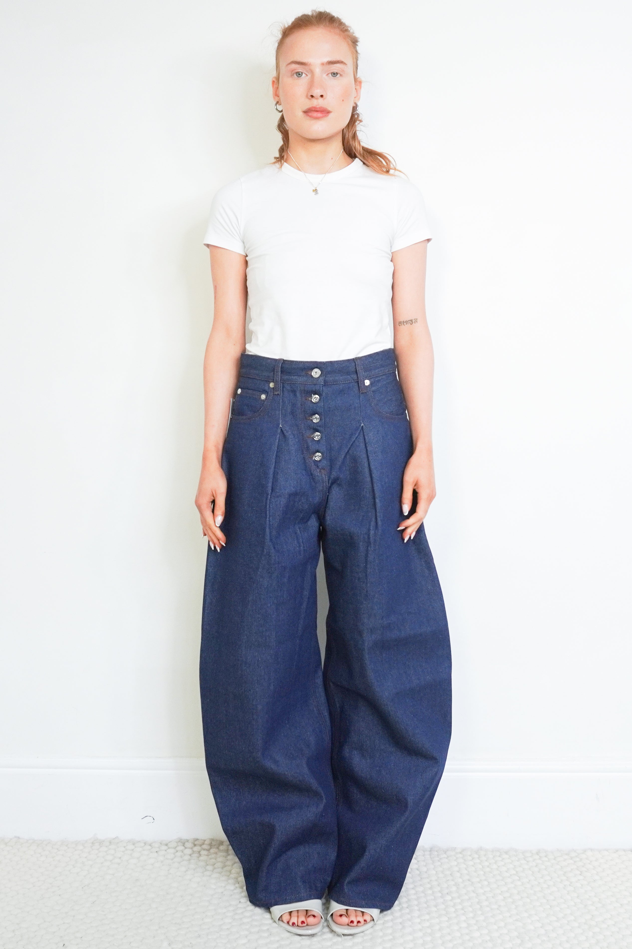 Jacquemus Dark Blue Les Sculptures Jeans front photo chelsea london