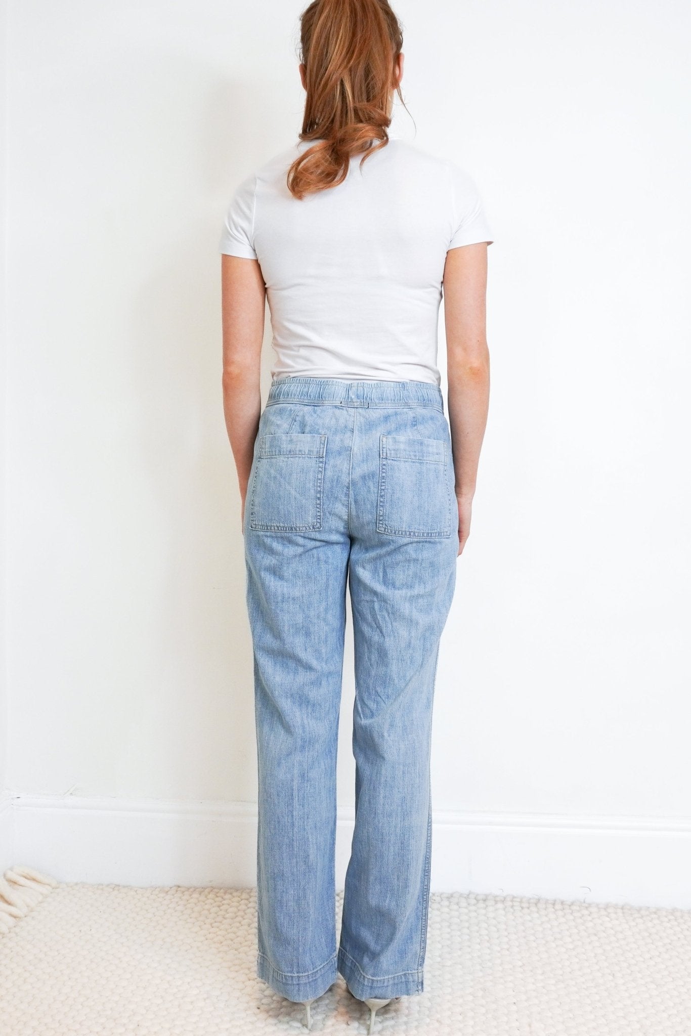 James Perse Light Wash Drawstring Denim Trousers (RRP £400) | Authentic Preloved - Reloved Again