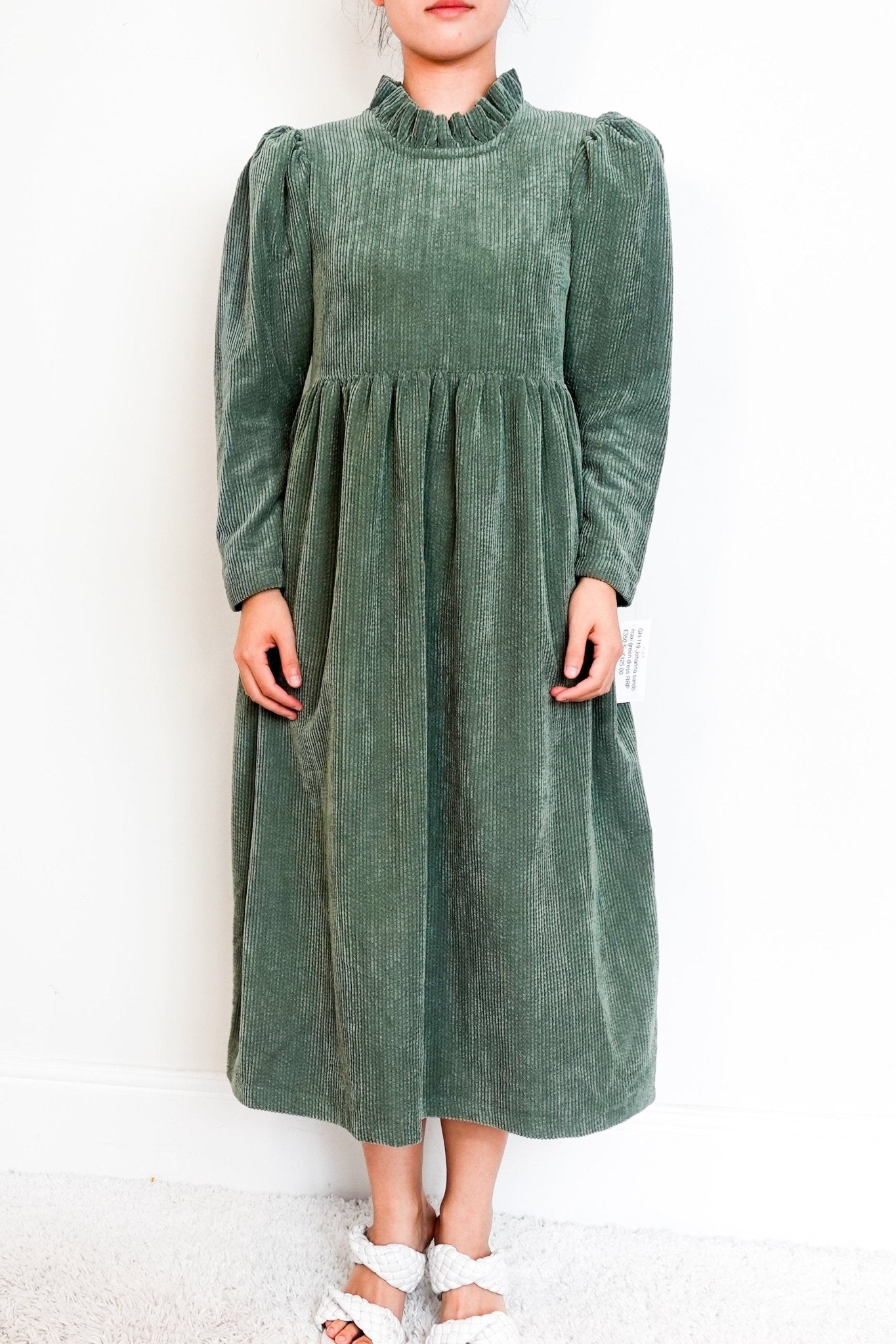 Johanna Sands sage green maxi dress with ruffled collar RRP £350 | Authentic Preloved - Reloved Again