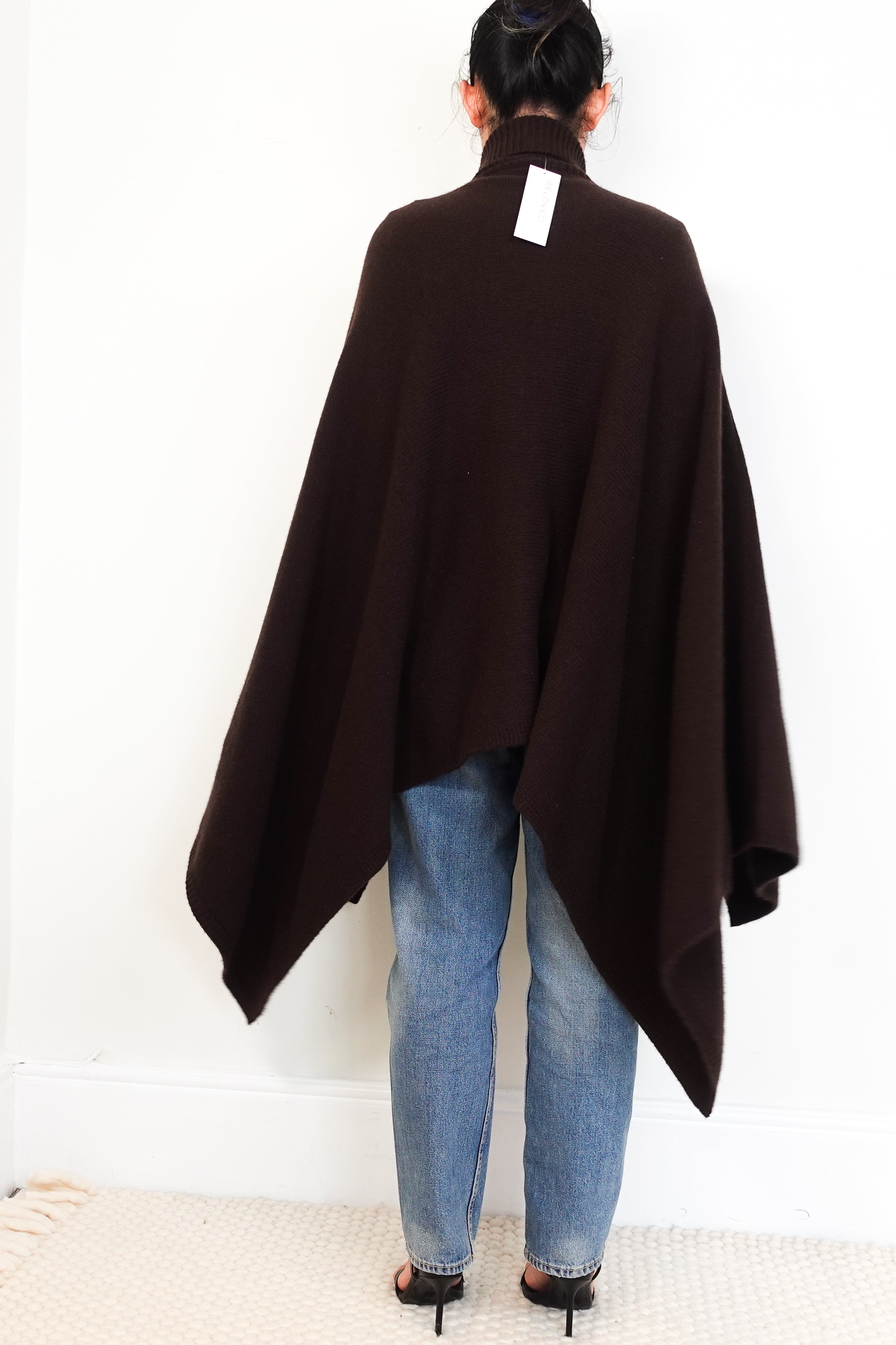 Joseph-Dark-Brown-Cashmere-Luxe-Poncho-back-picture-Chelsea-London