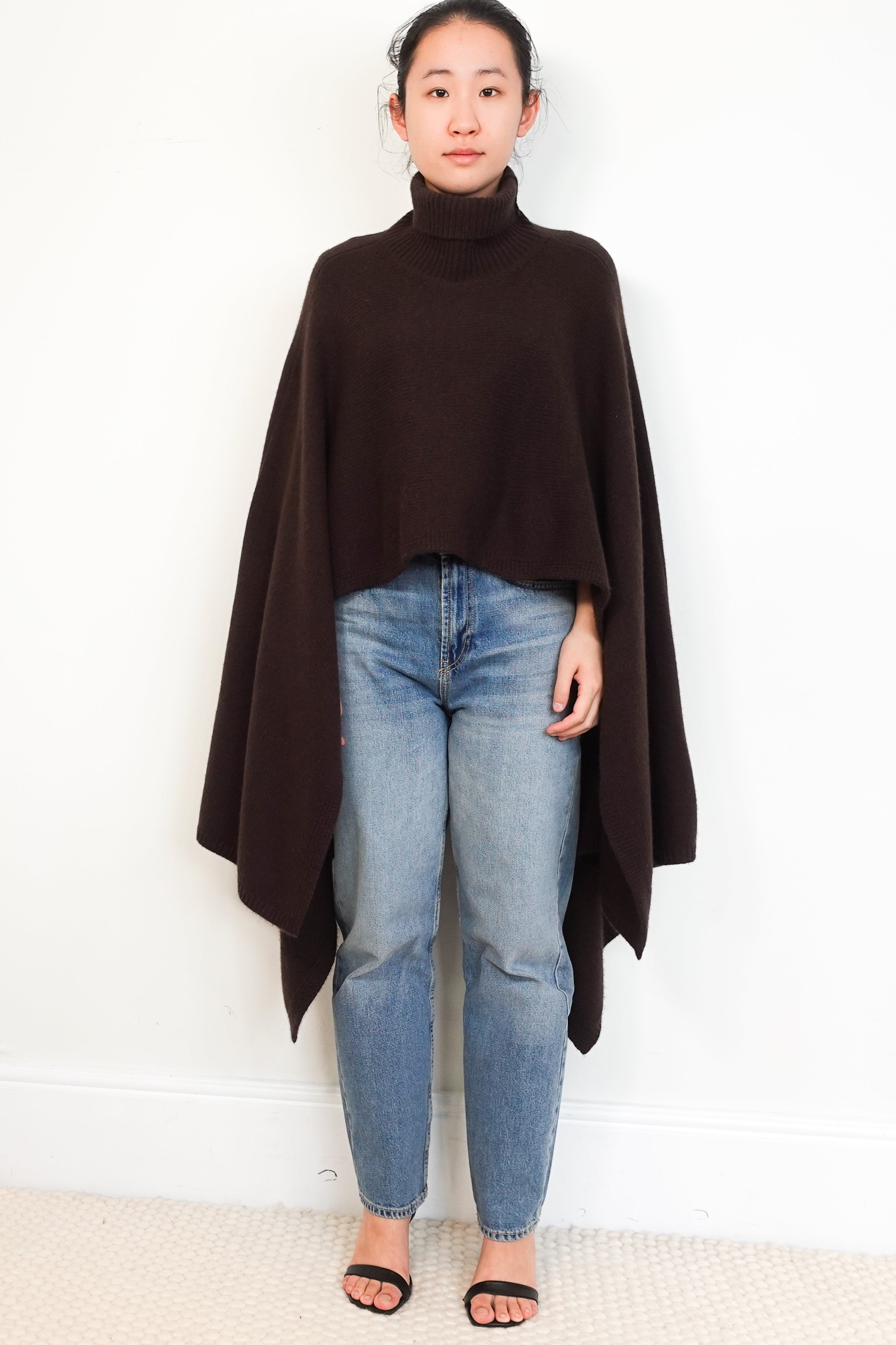 Joseph-Dark-Brown-Cashmere-Luxe-Poncho-front-picture-Chelsea-London