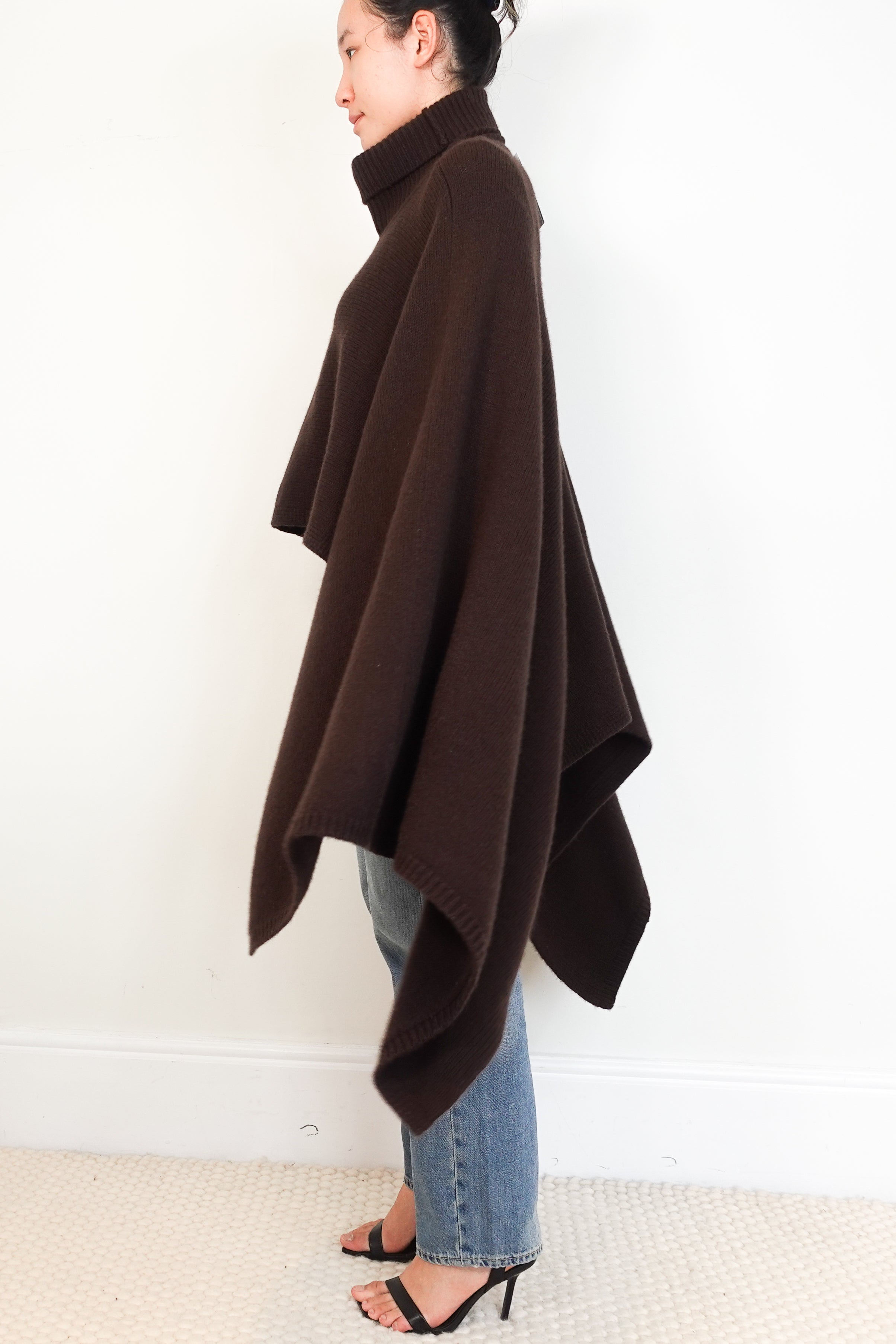 Joseph-Dark-Brown-Cashmere-Luxe-Poncho-side-picture-Chelsea-London