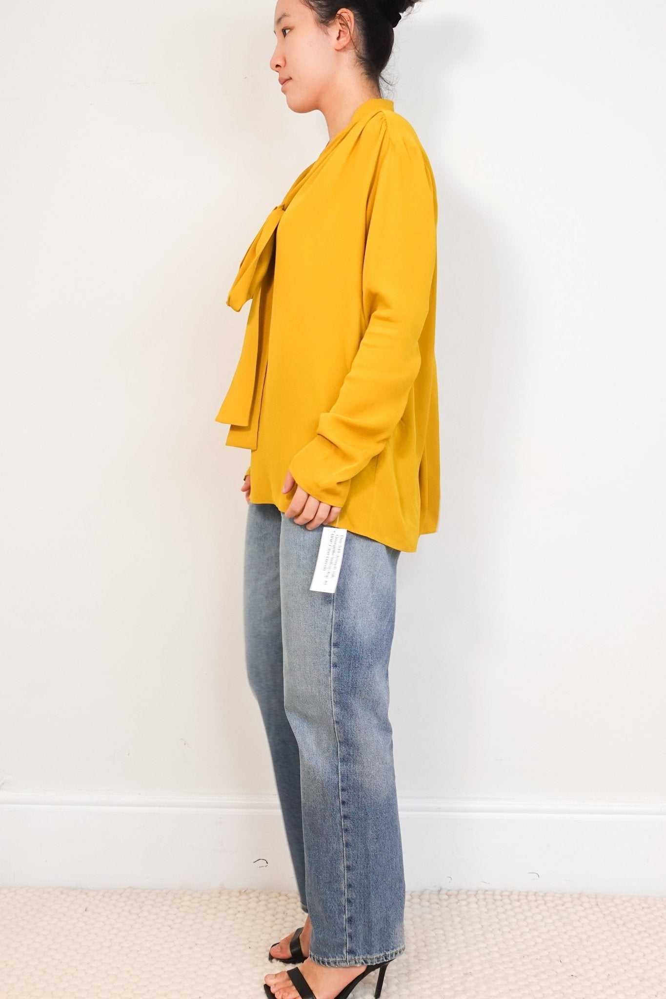 Joseph Yellow Georgette Silk Pussy Bow Blouse RRP £350 | Authentic Preloved - Reloved Again