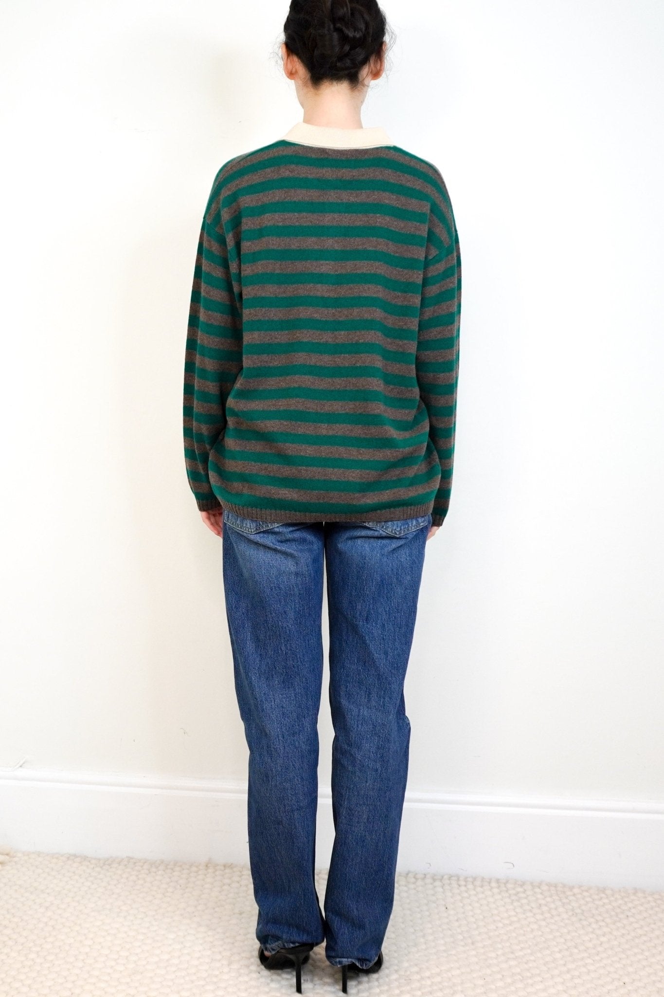 Jumper 1234 Brown Collared Wool Stripe Jumper RRP £299 | Authentic Preloved - Reloved Again