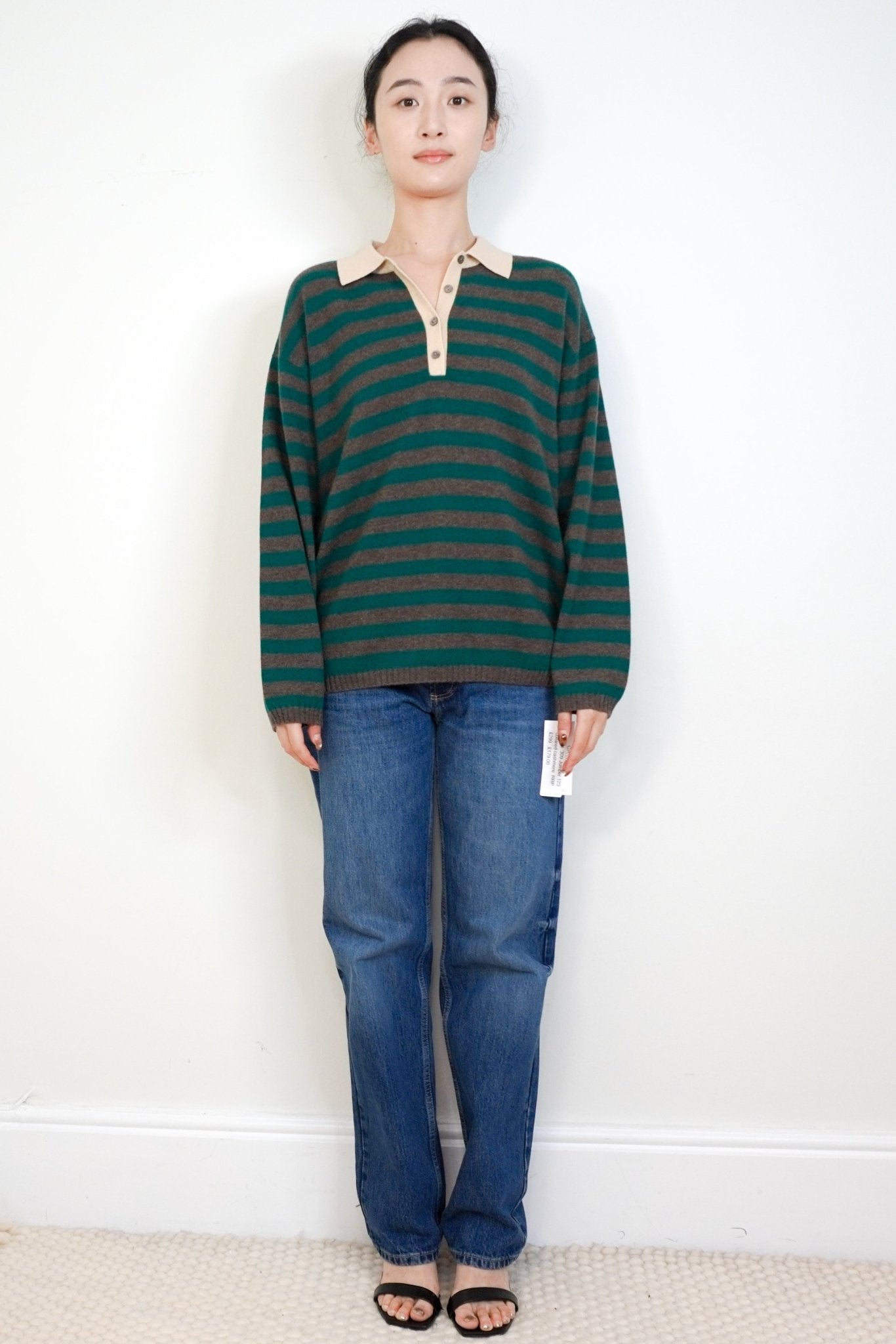 Jumper 1234 Brown Collared Wool Stripe Jumper RRP £299 | Authentic Preloved - Reloved Again