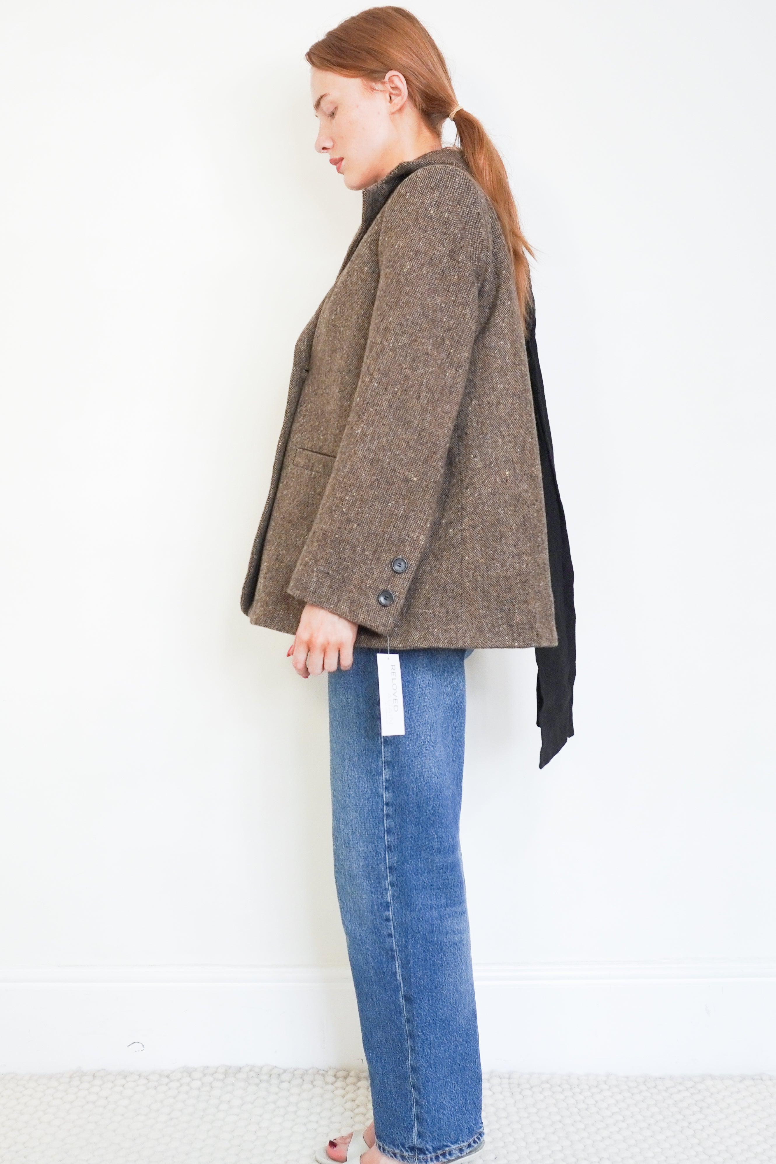 Kindred of Ireland Brown Tweed Blazer Jacket side photo chelsea london