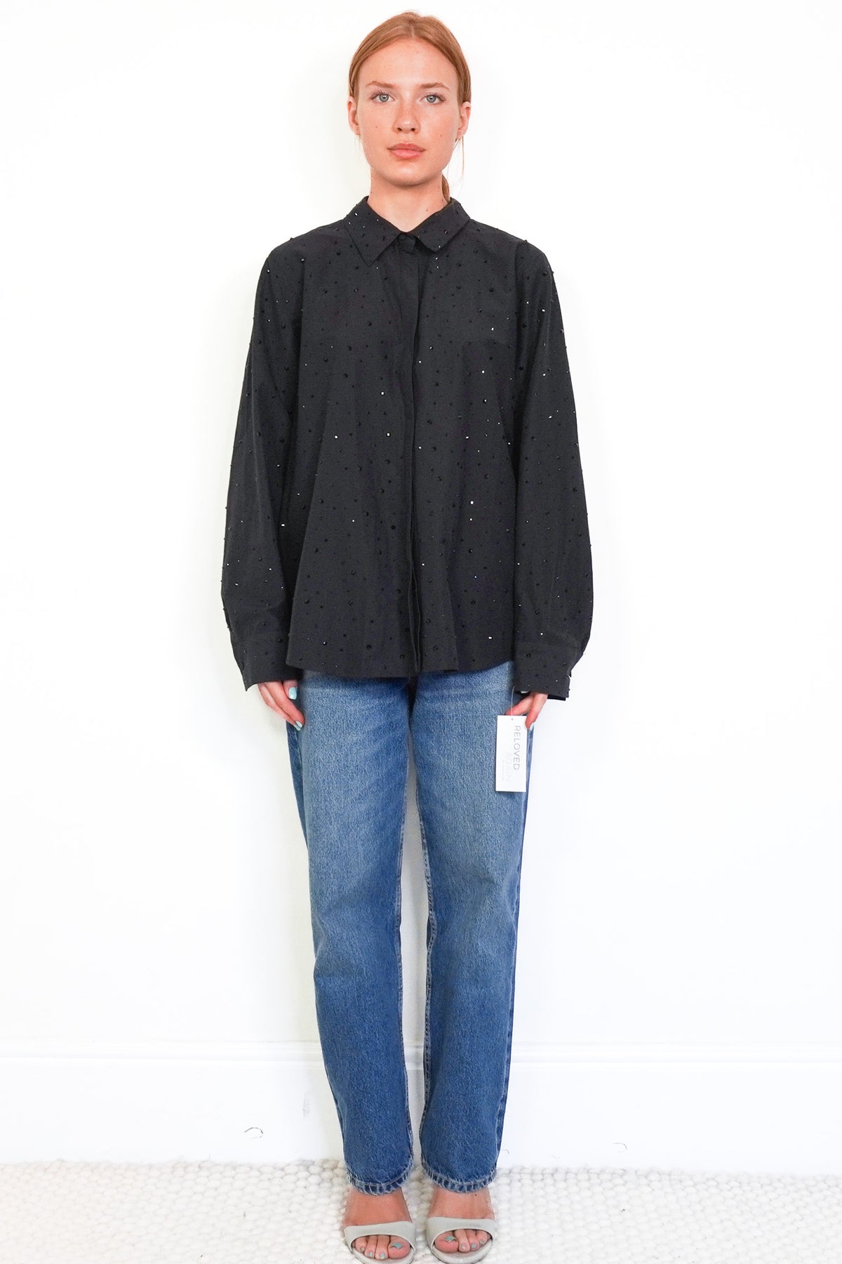 L'Agence Studded Black Shirt (RRP £370) | Authentic Preloved Front Photo