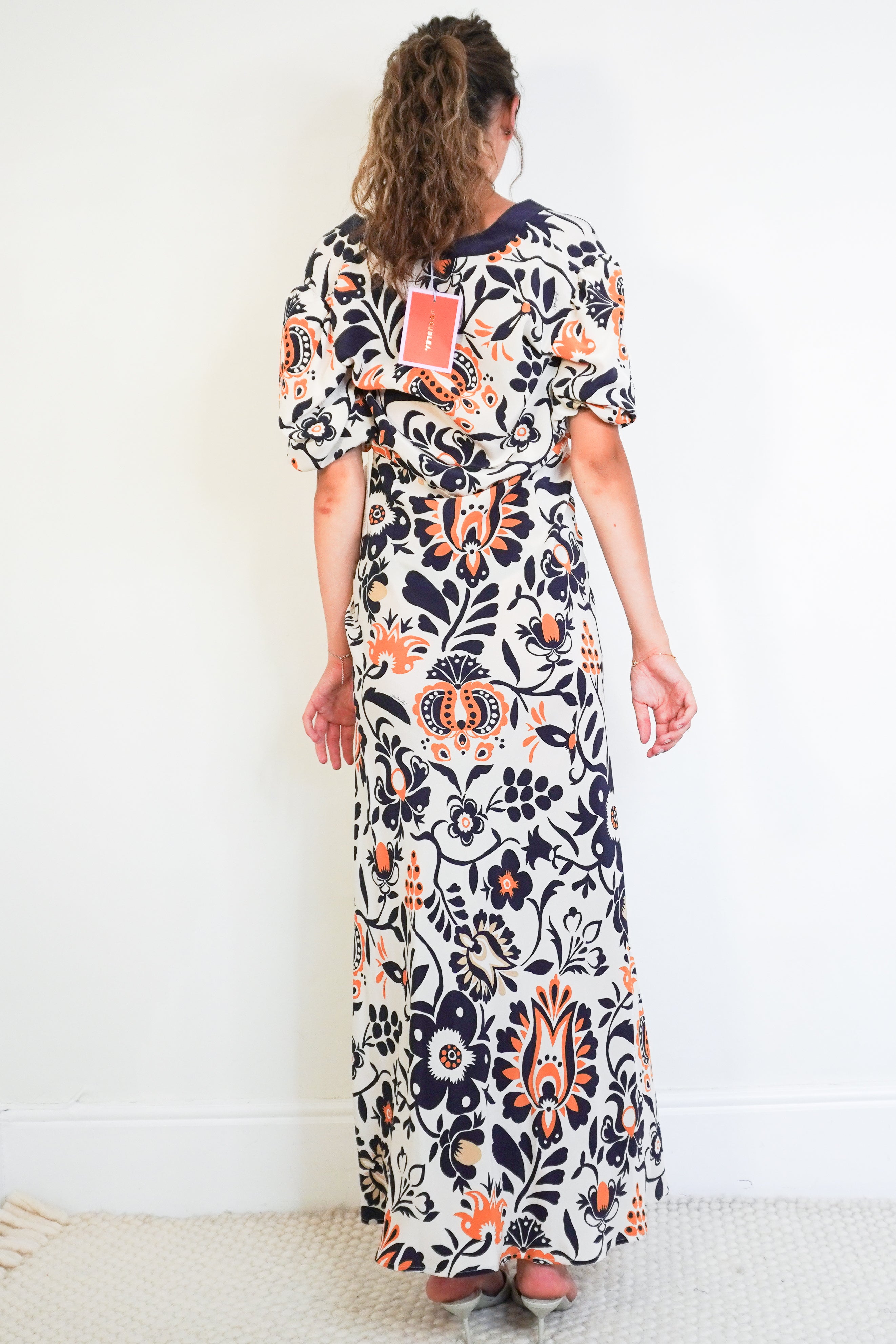 La DoubleJ Marlene Dress in Selva White – White / Navy / Orange back photo chelsea london