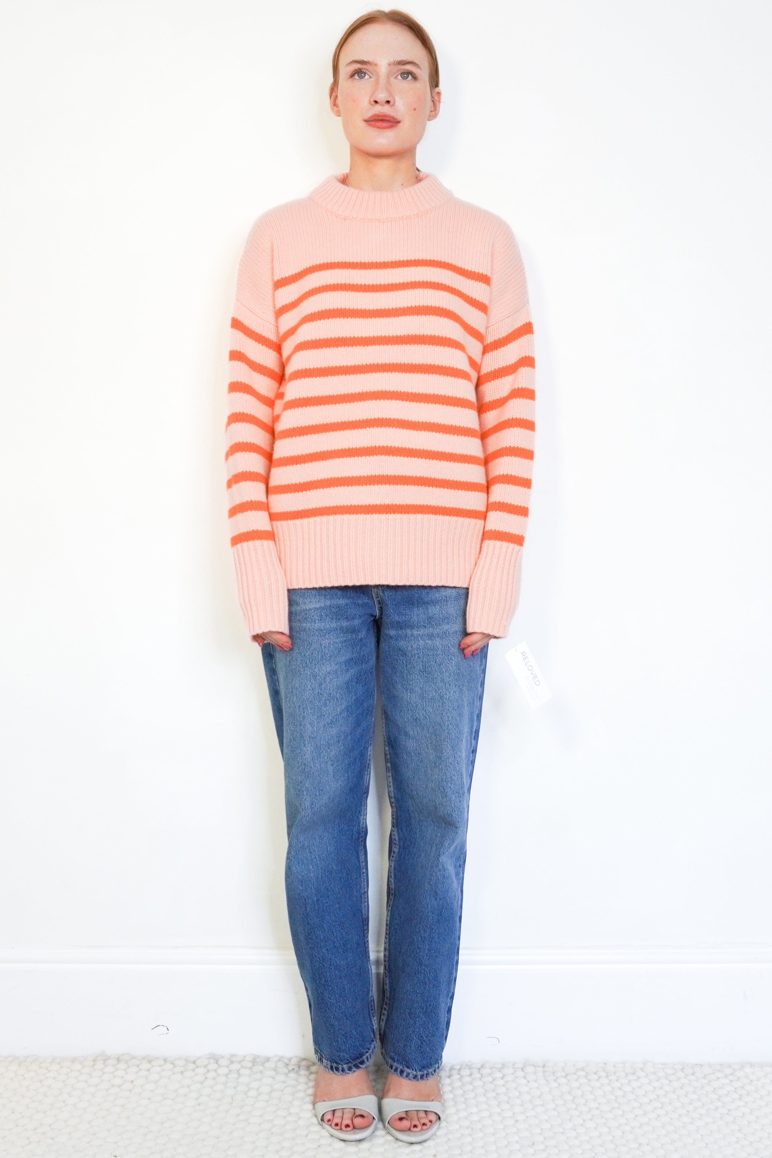 La Ligne Pink & Orange Striped Knitted Jumper front photo chelsea london