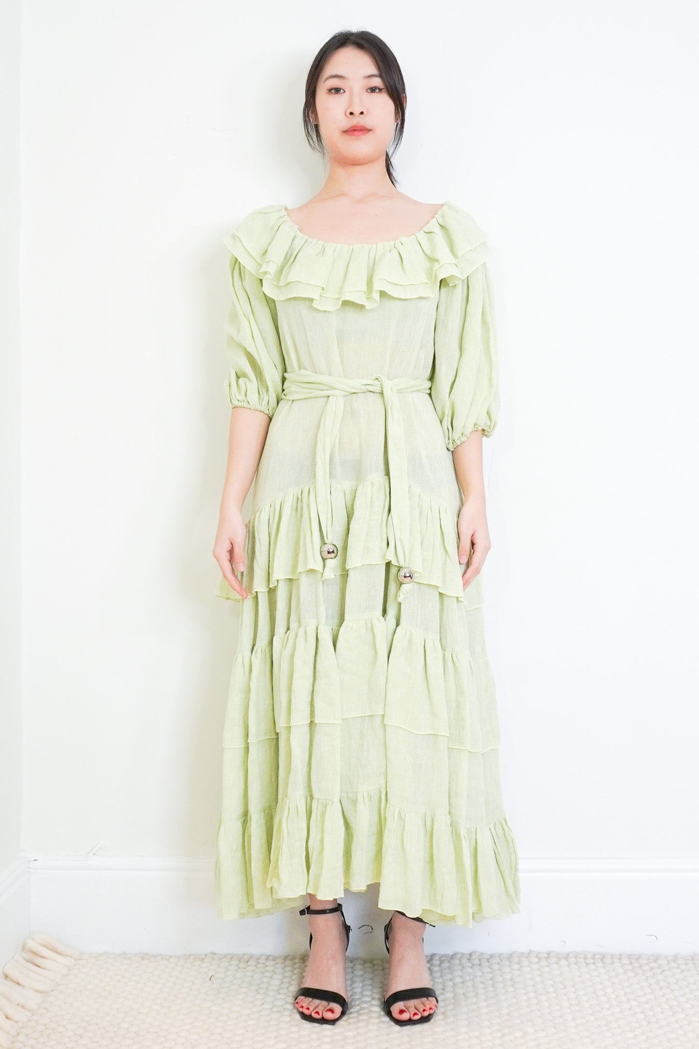 Lisa-Marie-Fernandez-Green-Dress-front-picture-chelsea-london