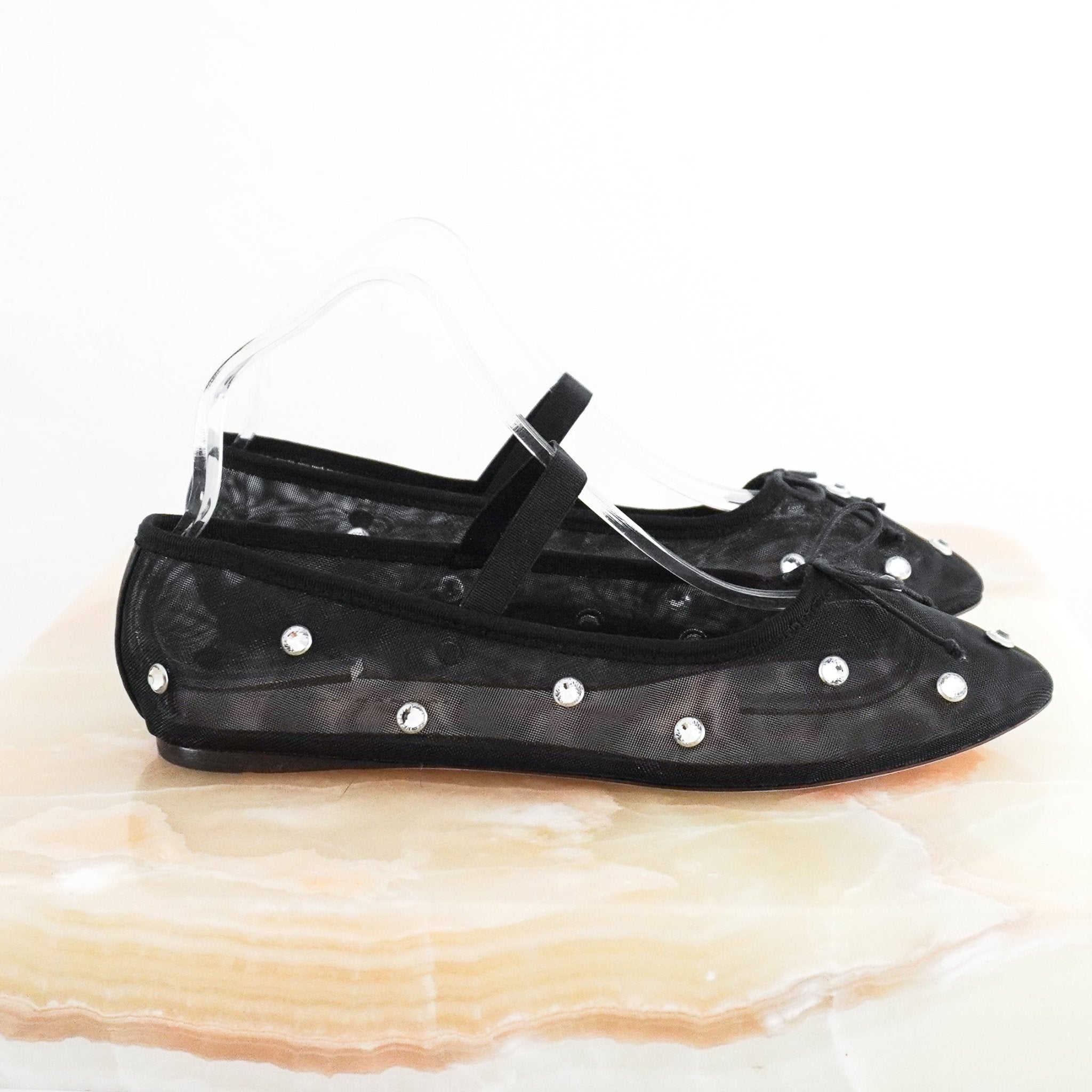 NEW Loeffler Randall Studded Mesh Flats in Black RRP £350 | Authentic Preloved - Reloved Again