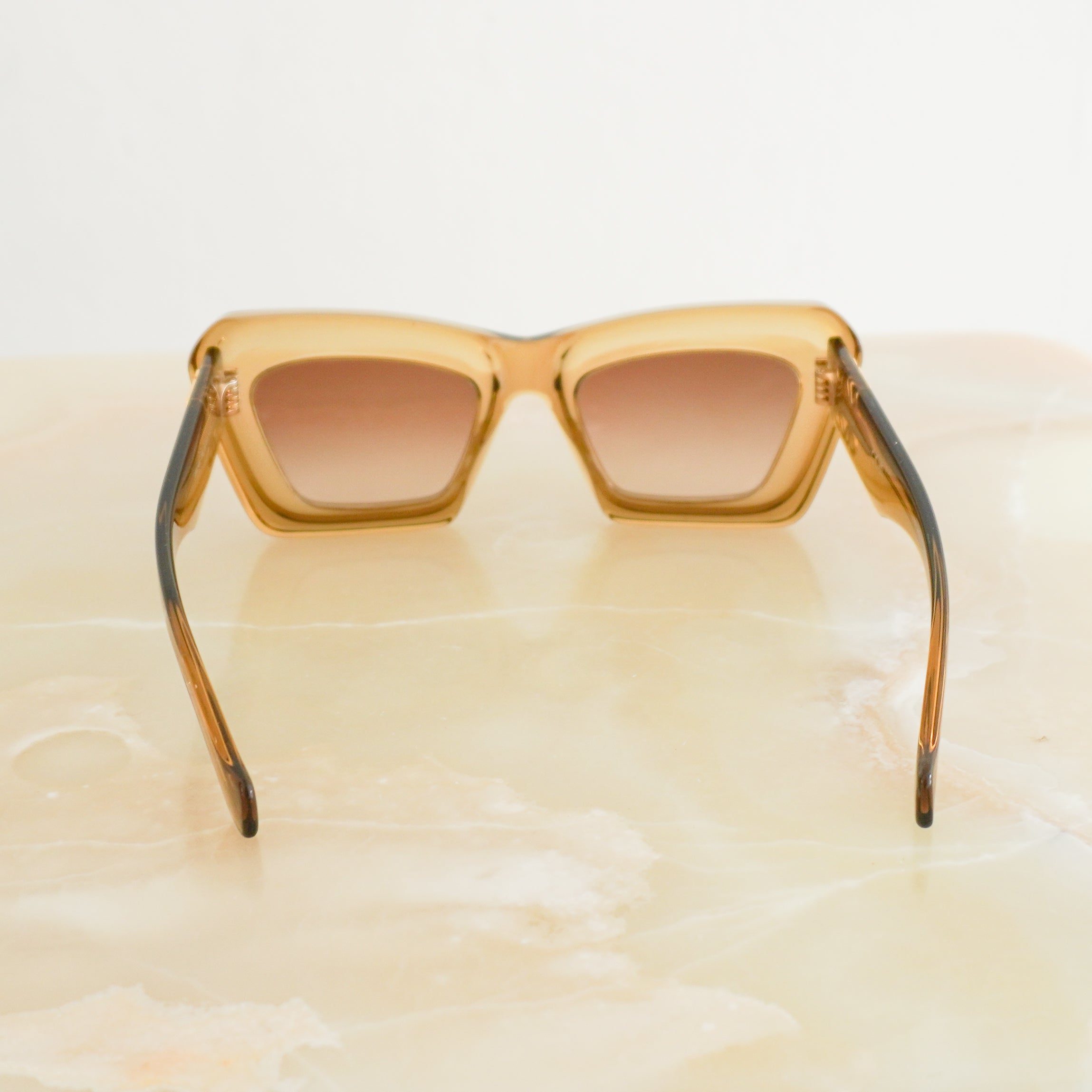 Loewe Anagram LW40145I 96F Brown Translucent Cat-Eye Sunglasses back photo chelsea london
