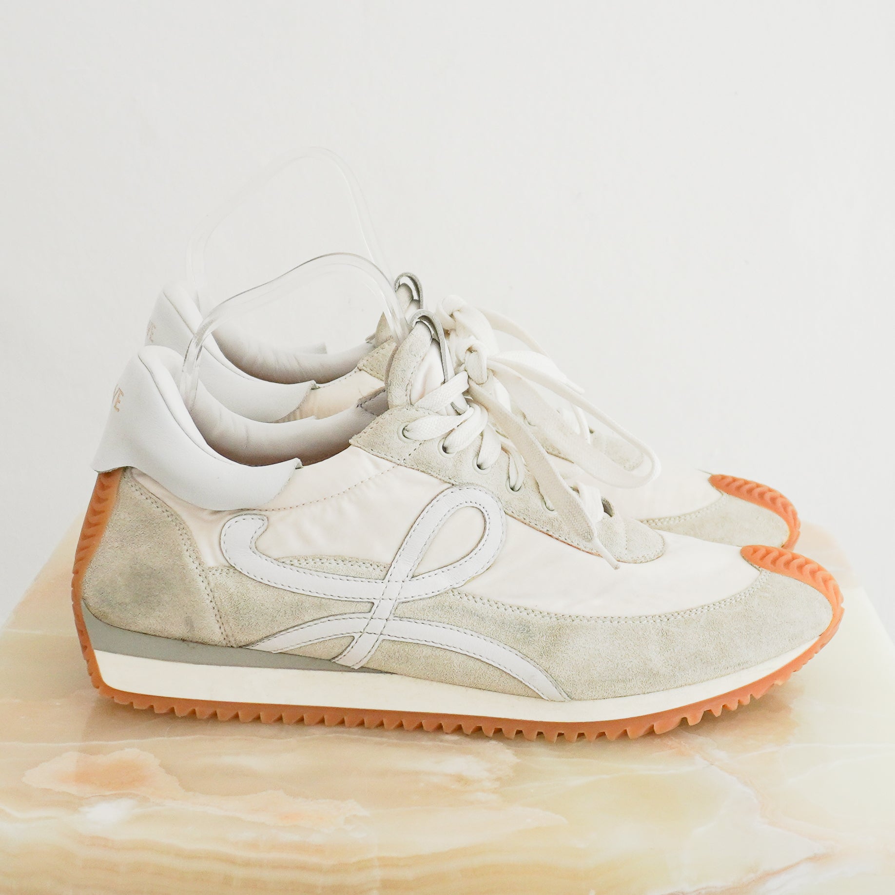 Loewe Flow Runner Sneakers White & Orange side photo chelsea london 
