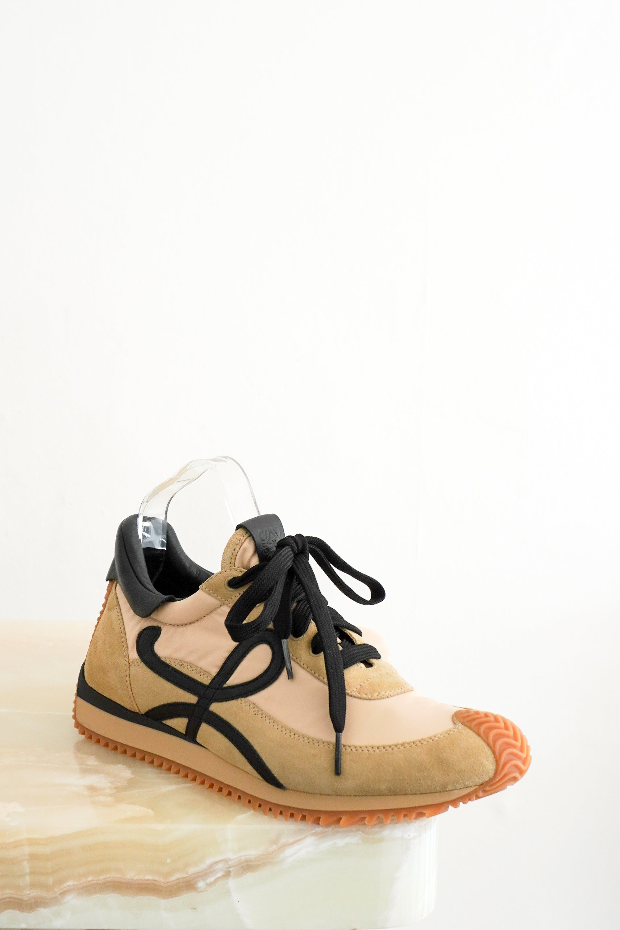 Loewe Tan Flow Runner Suede Anagram Sneakers front photo chelsea london